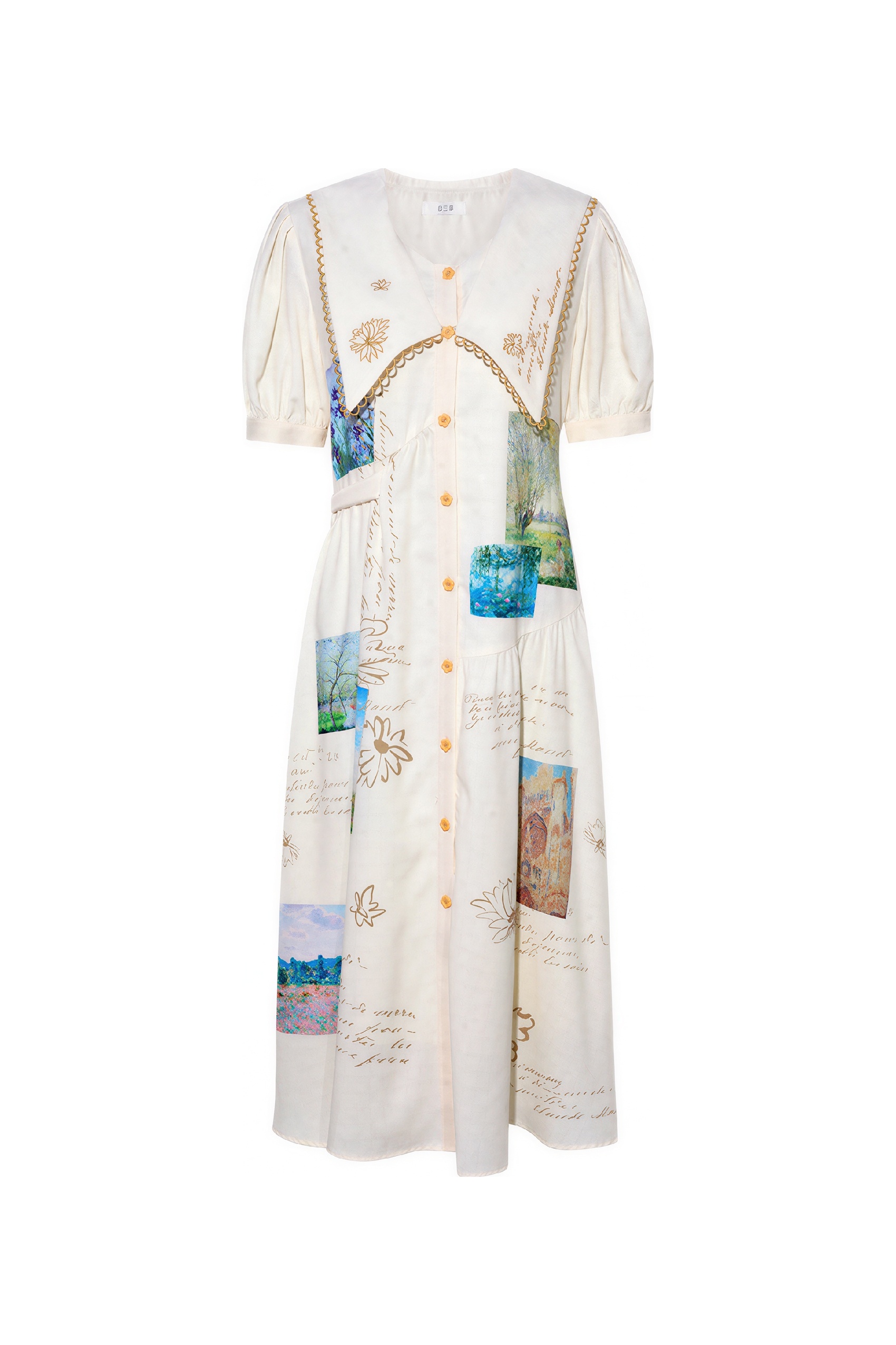 French-Style Graffiti A-Line Dress