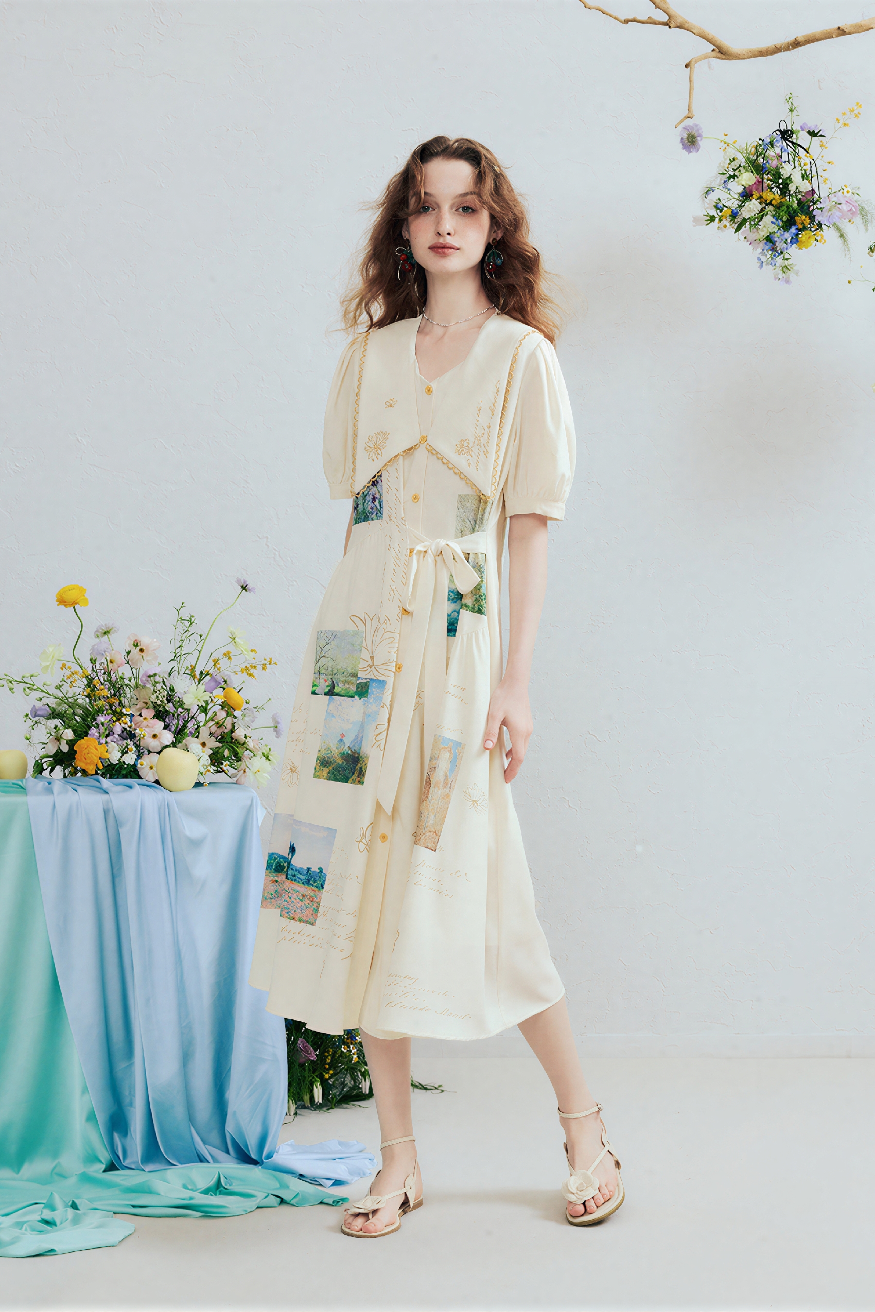 French-Style Graffiti A-Line Dress