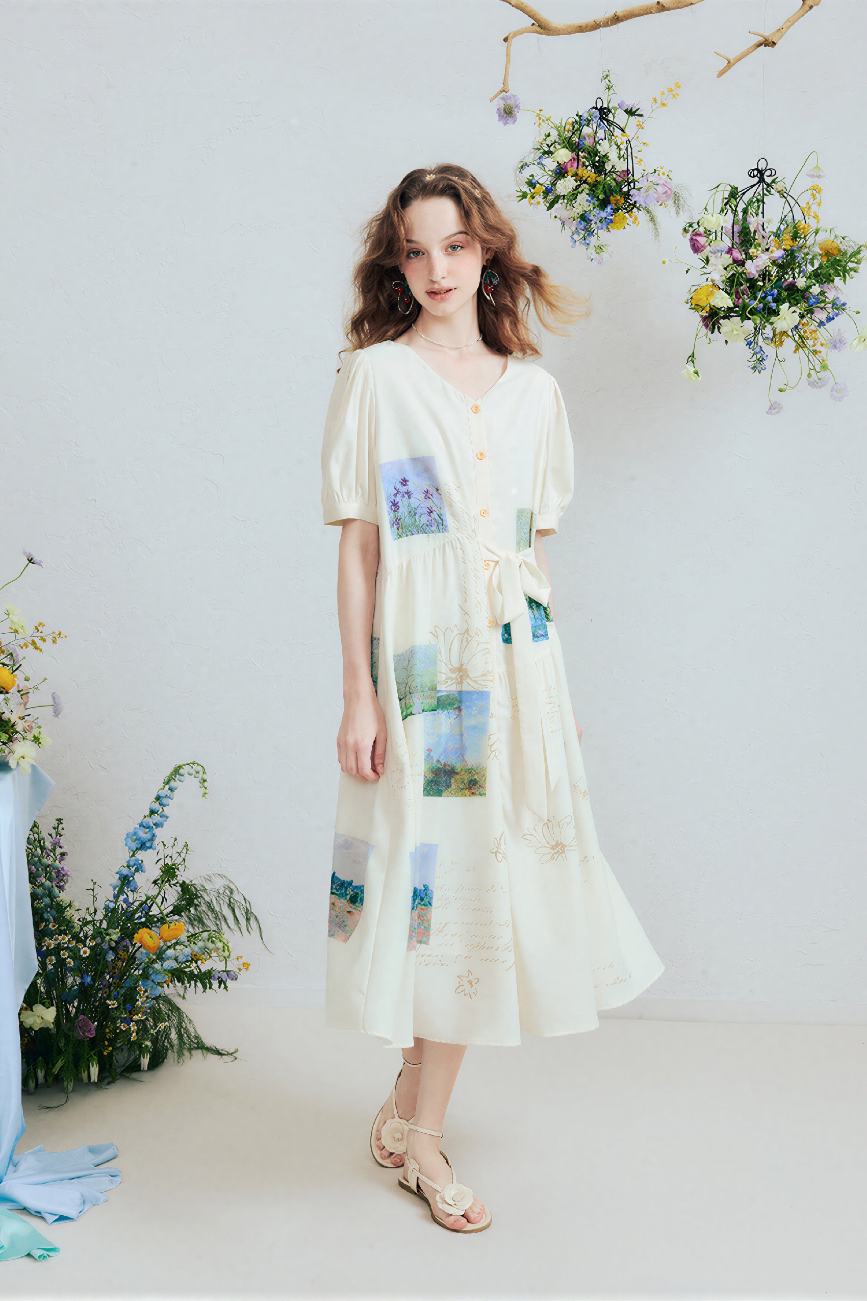 French-Style Graffiti A-Line Dress