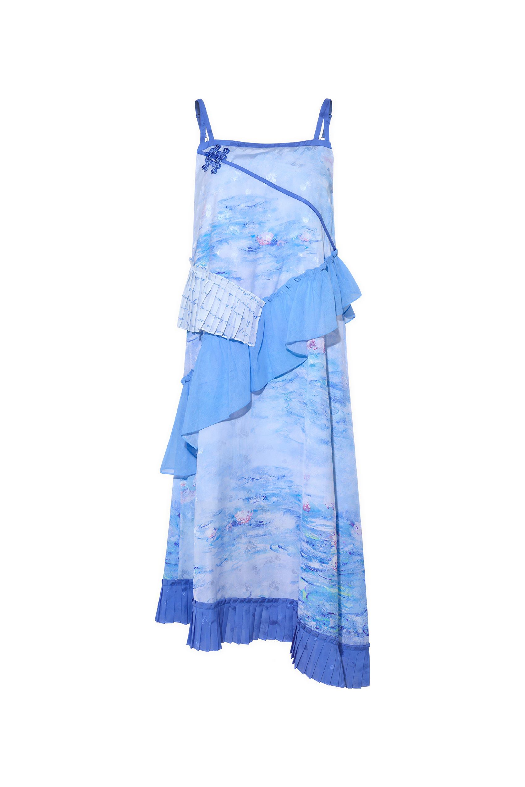 Green Ruffle Printed Strappy Dress | LYONSENS Women's Fashion