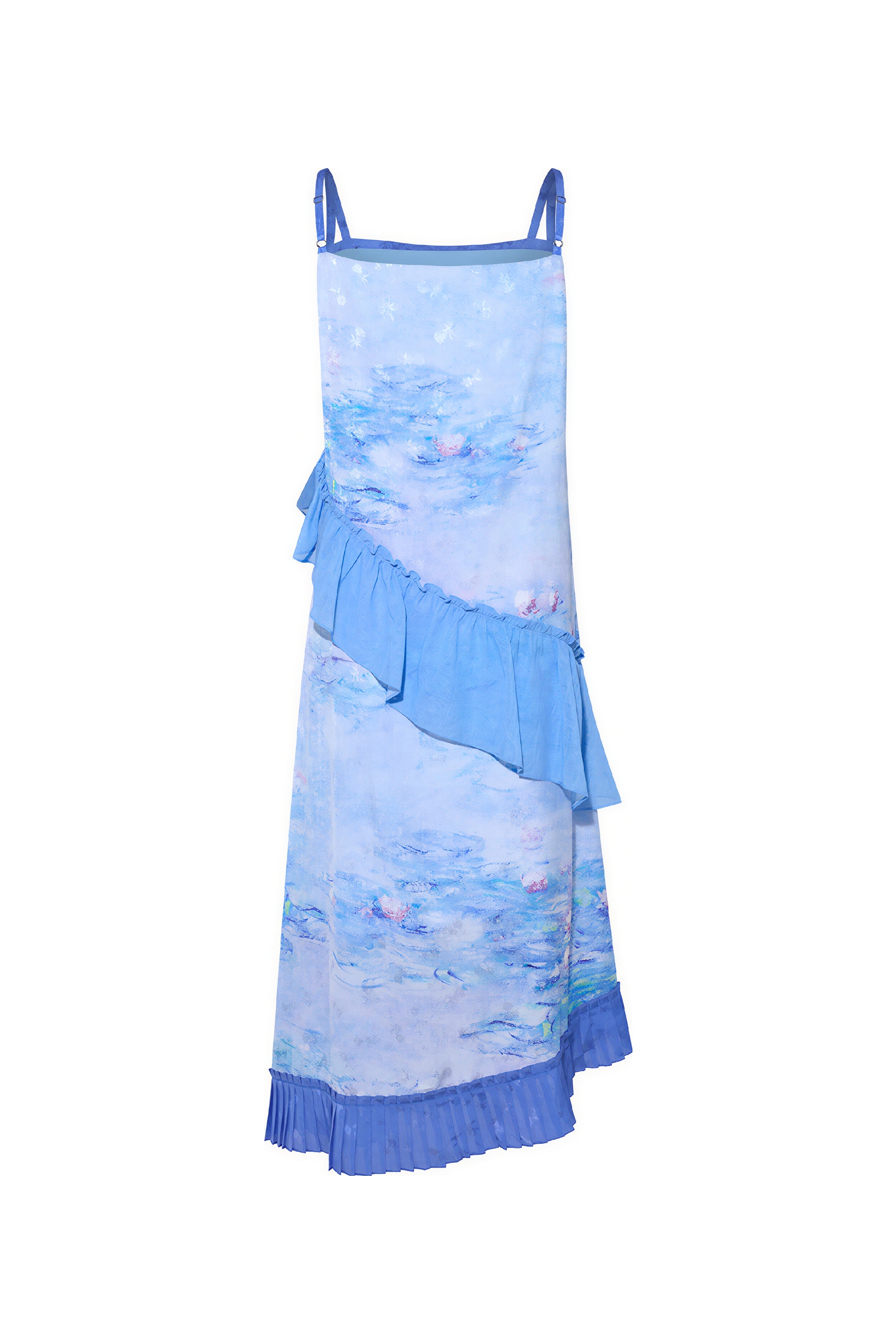 Green Ruffle Printed Strappy Dress | LYONSENS Women's Fashion