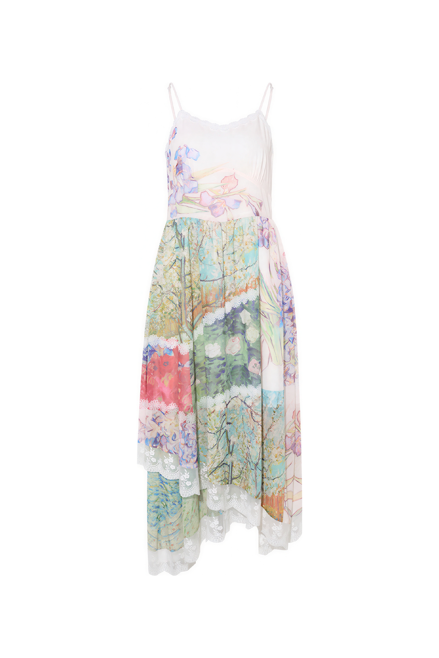 French Lace Patchwork Strappy Dress