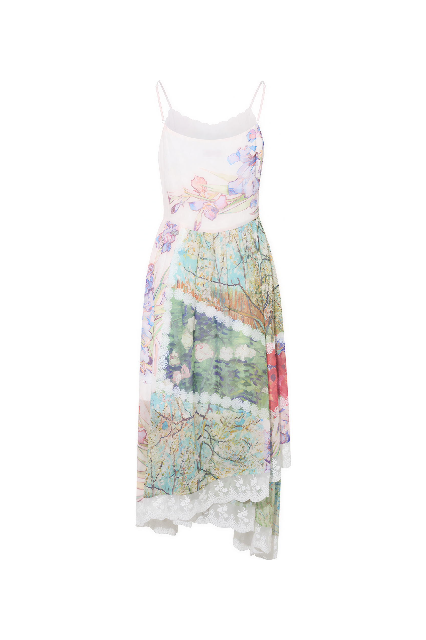 French Lace Patchwork Strappy Dress