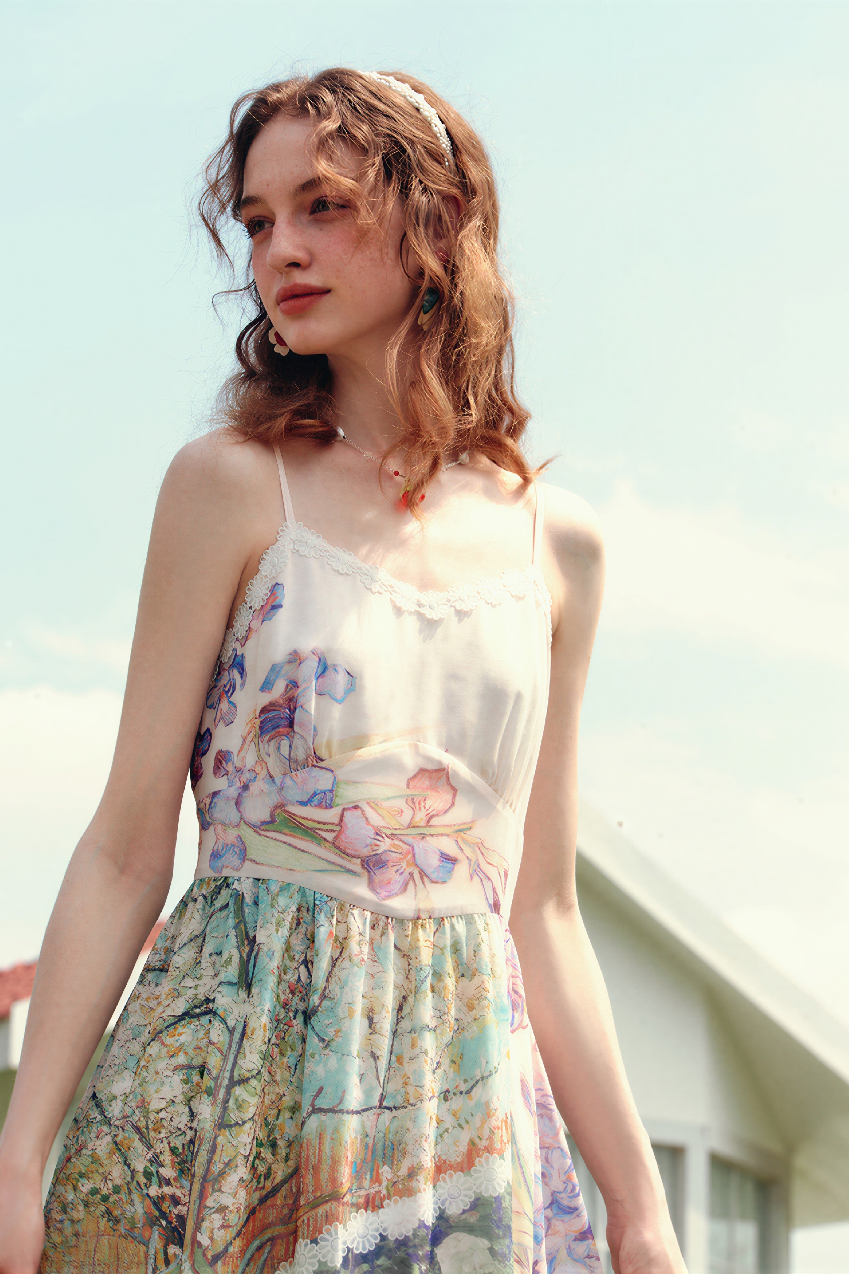 French Lace Patchwork Strappy Dress