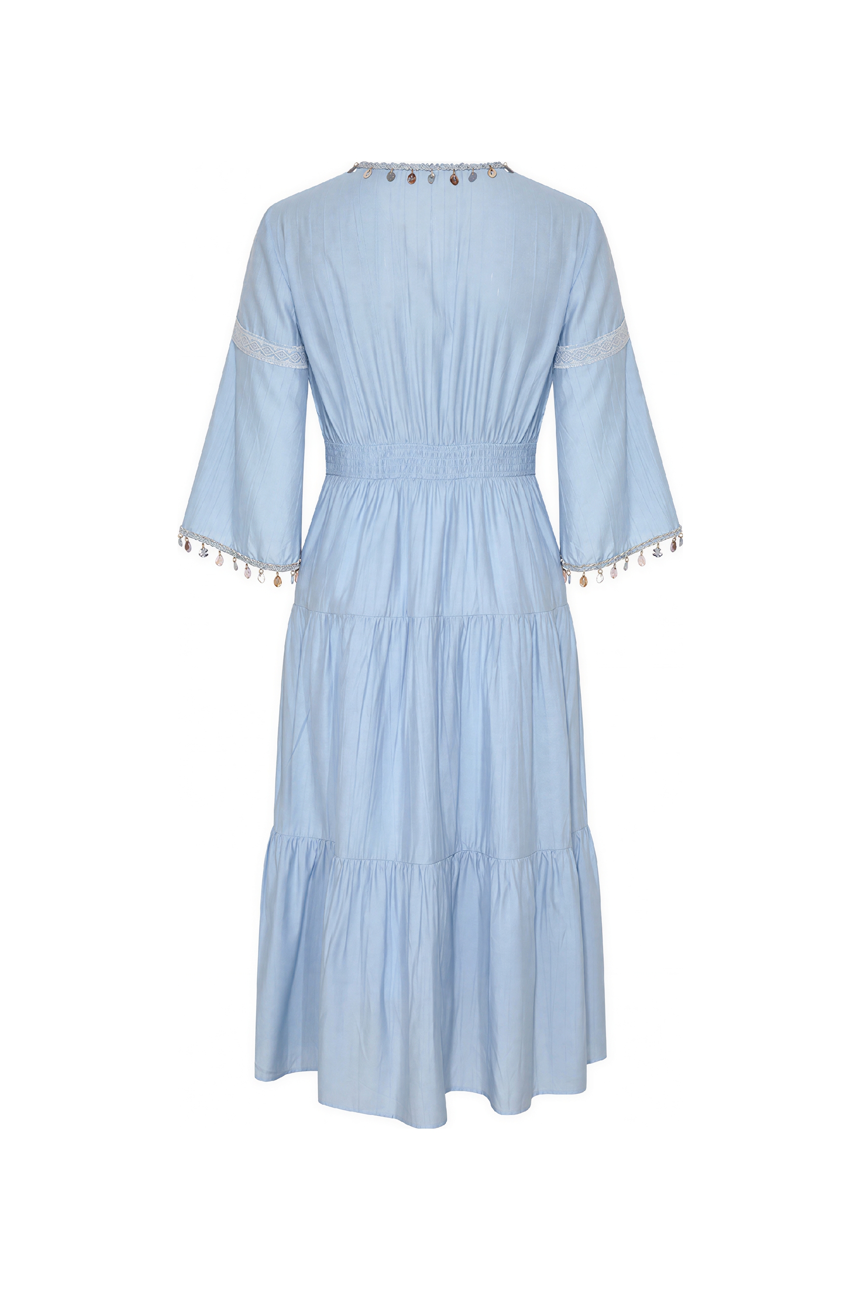 Blue French Patchwork Maxi Dress