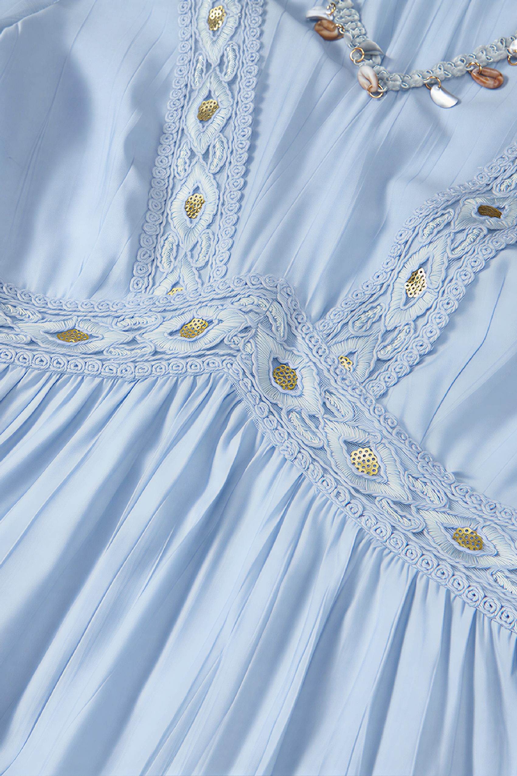 Blue French Patchwork Maxi Dress