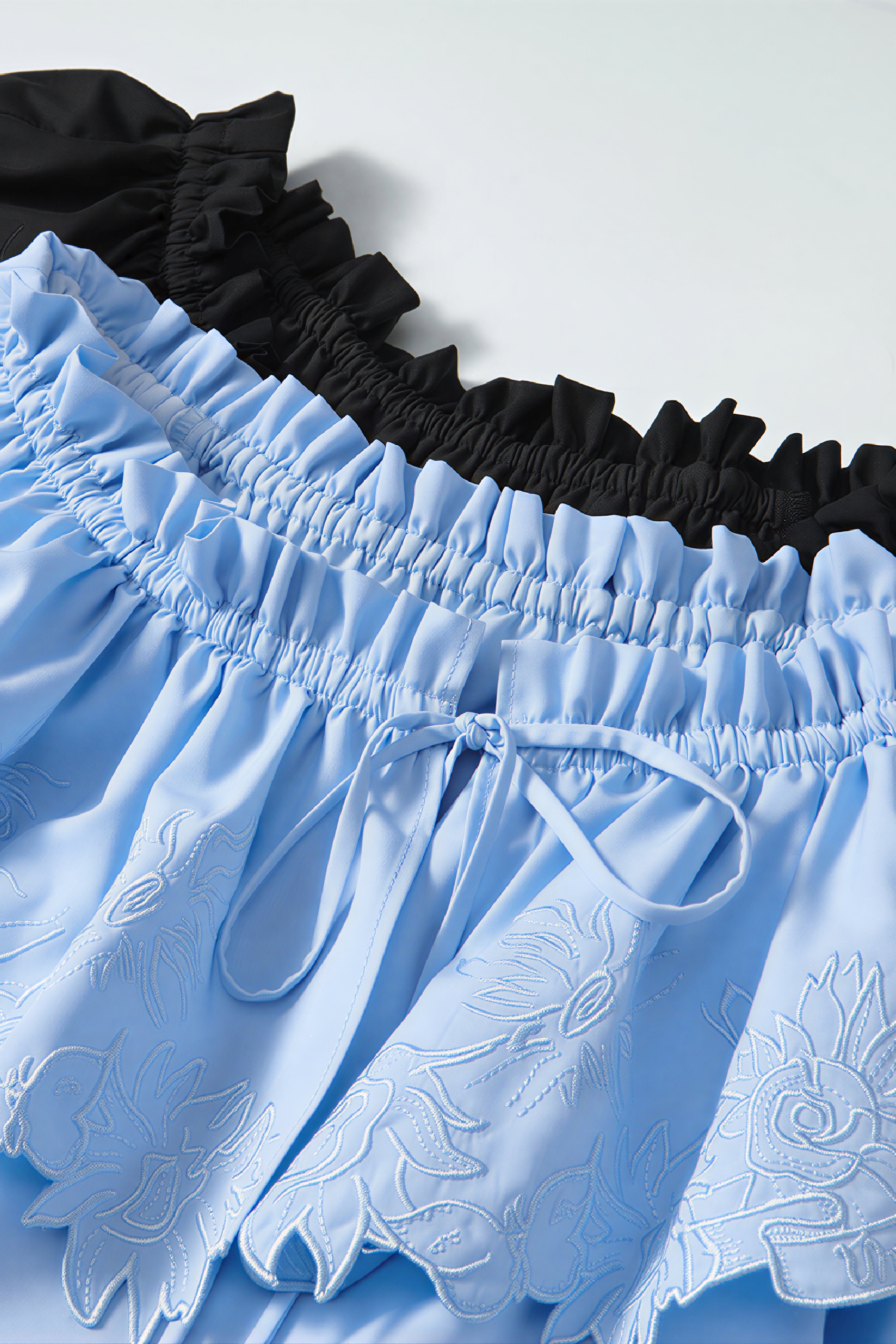 Blue French Ruffle Puff-Sleeve Dress | LYONSENS Women's Fashion