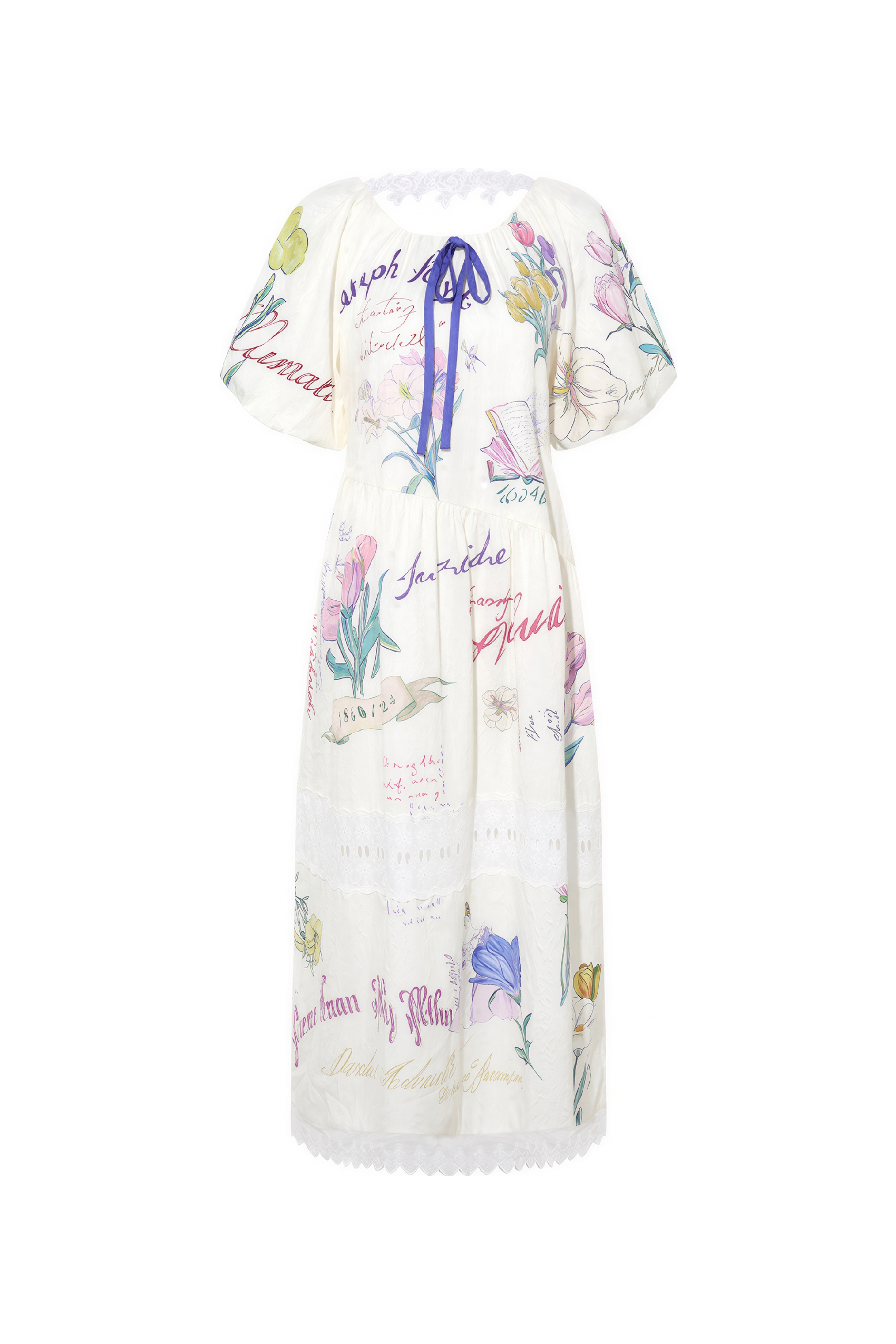 Lace Patchwork Printed Relaxed Dress