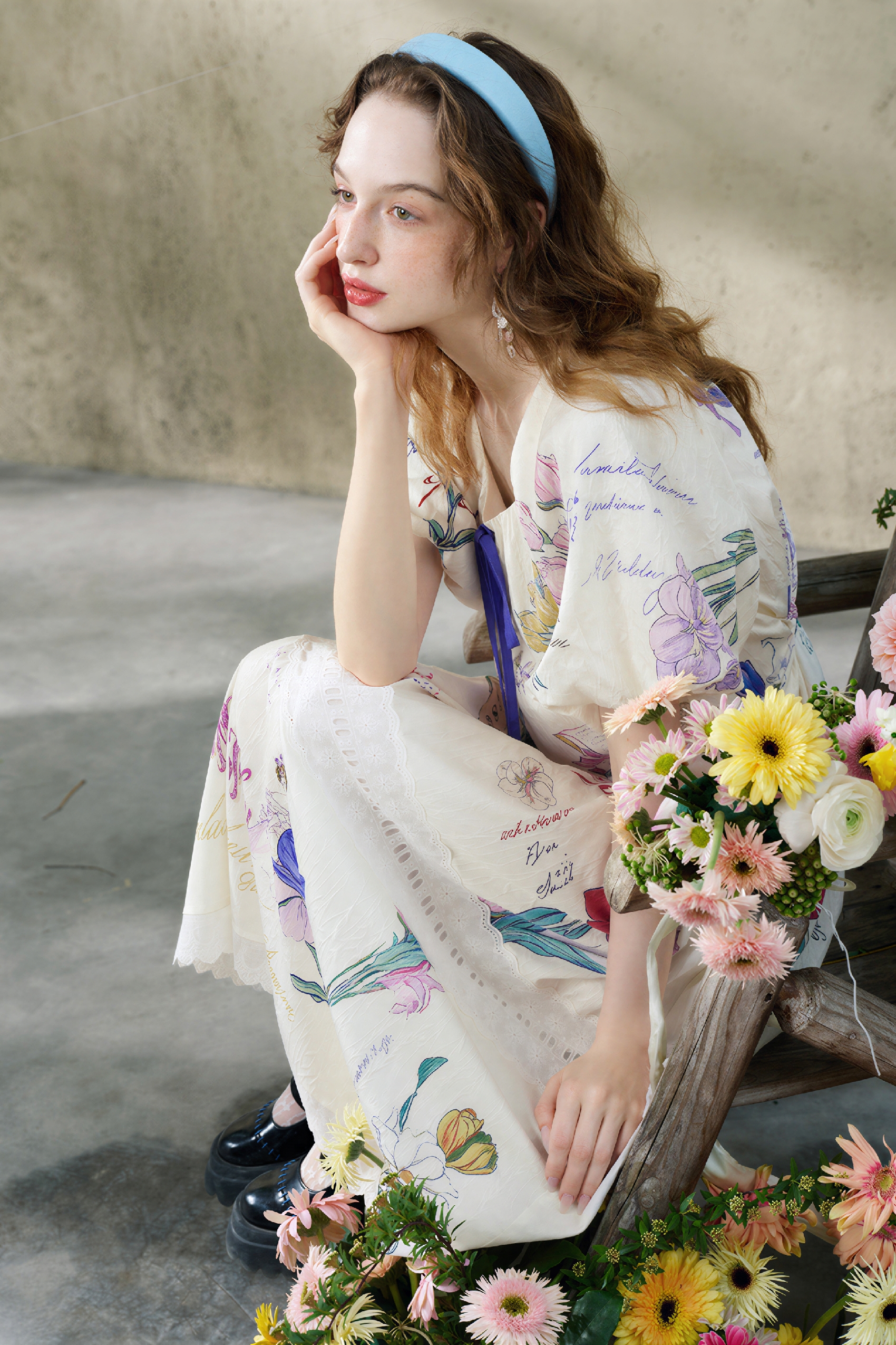 Lace Patchwork Printed Relaxed Dress