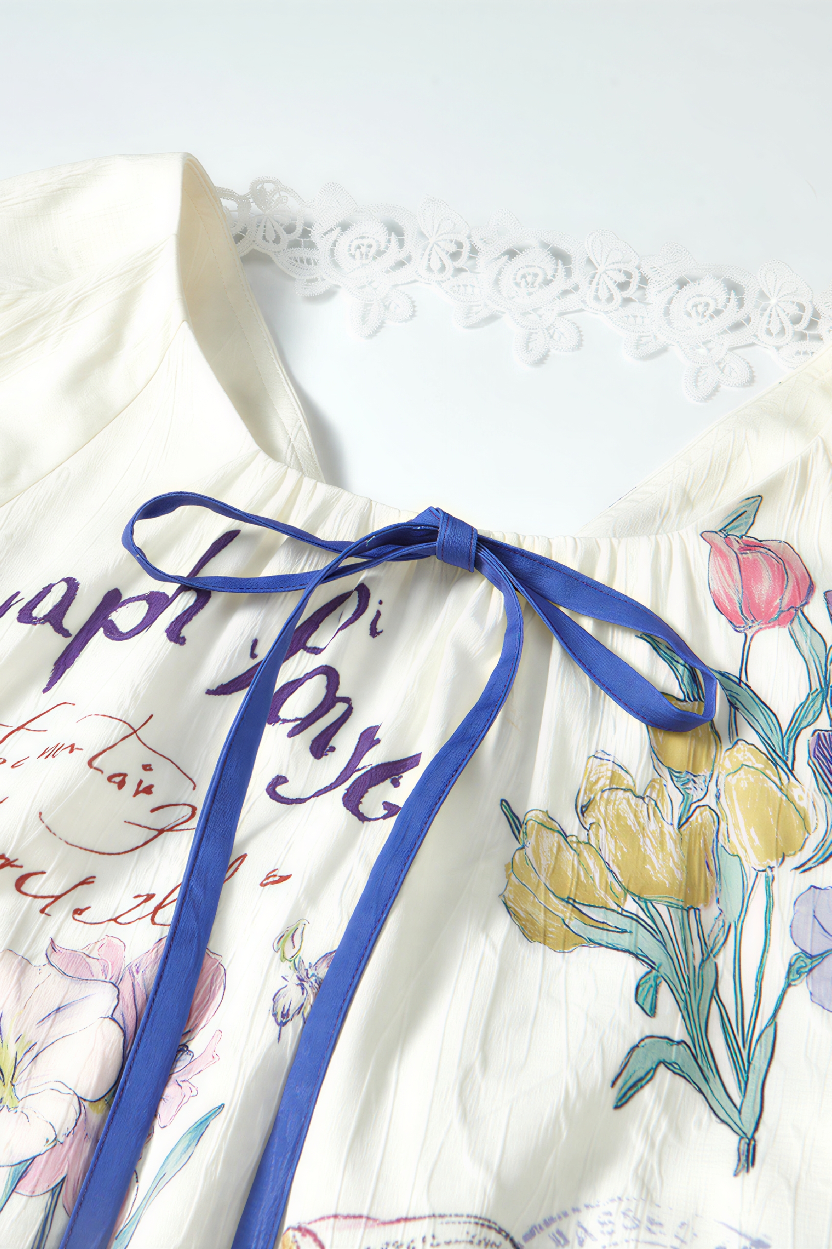 Lace Patchwork Printed Relaxed Dress