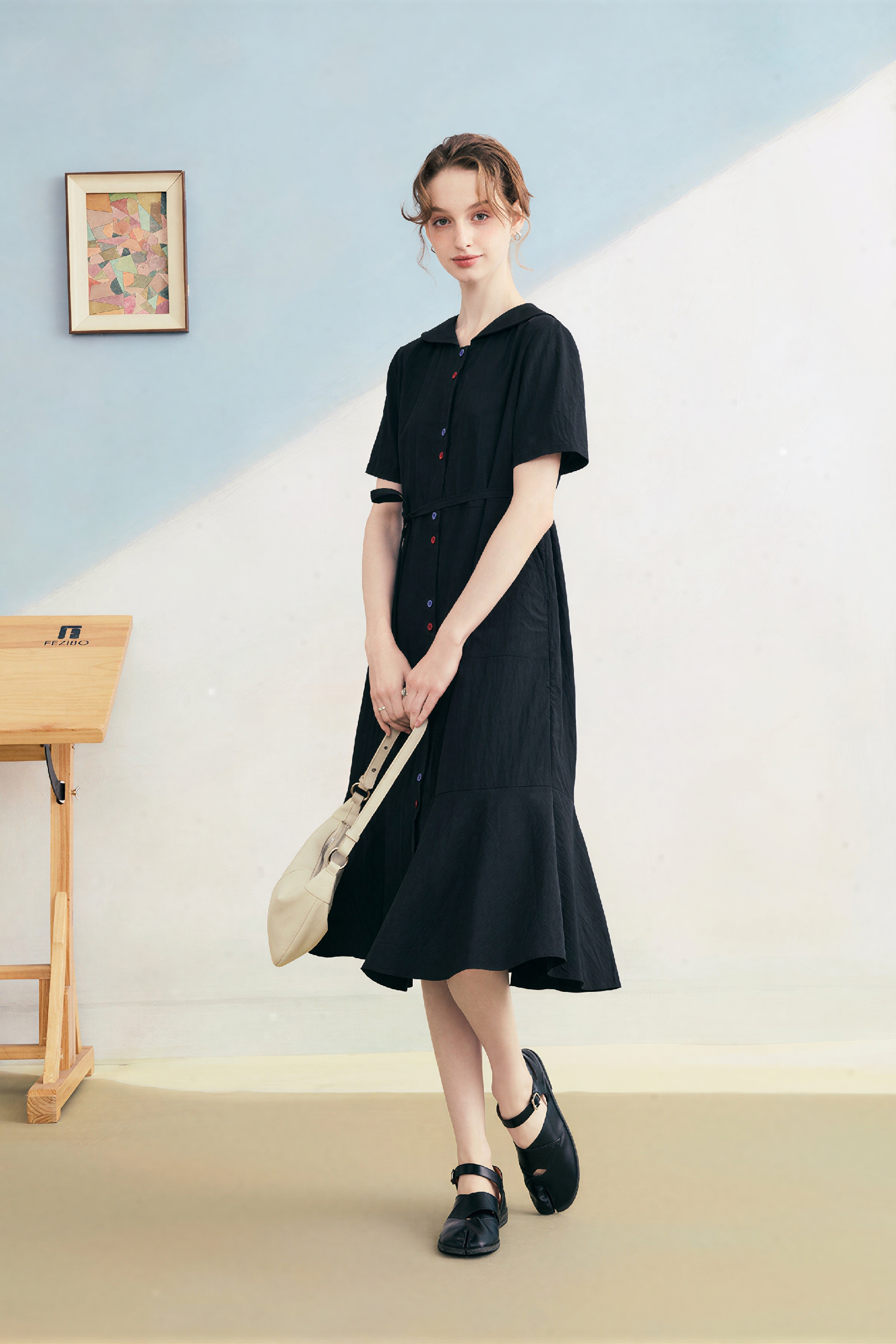 French Chic Tailored Shirt Dress | LYONSENS Women's Fashion