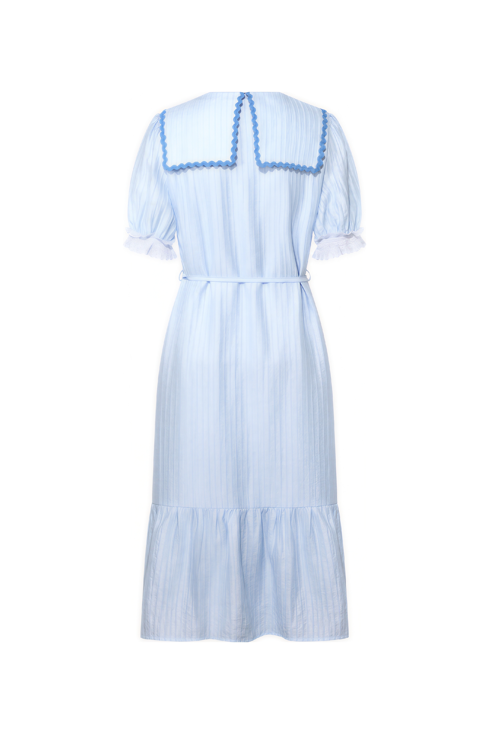 Blue Applique Waist-Defined Shirt Dress | LYONSENS Women's Fashion