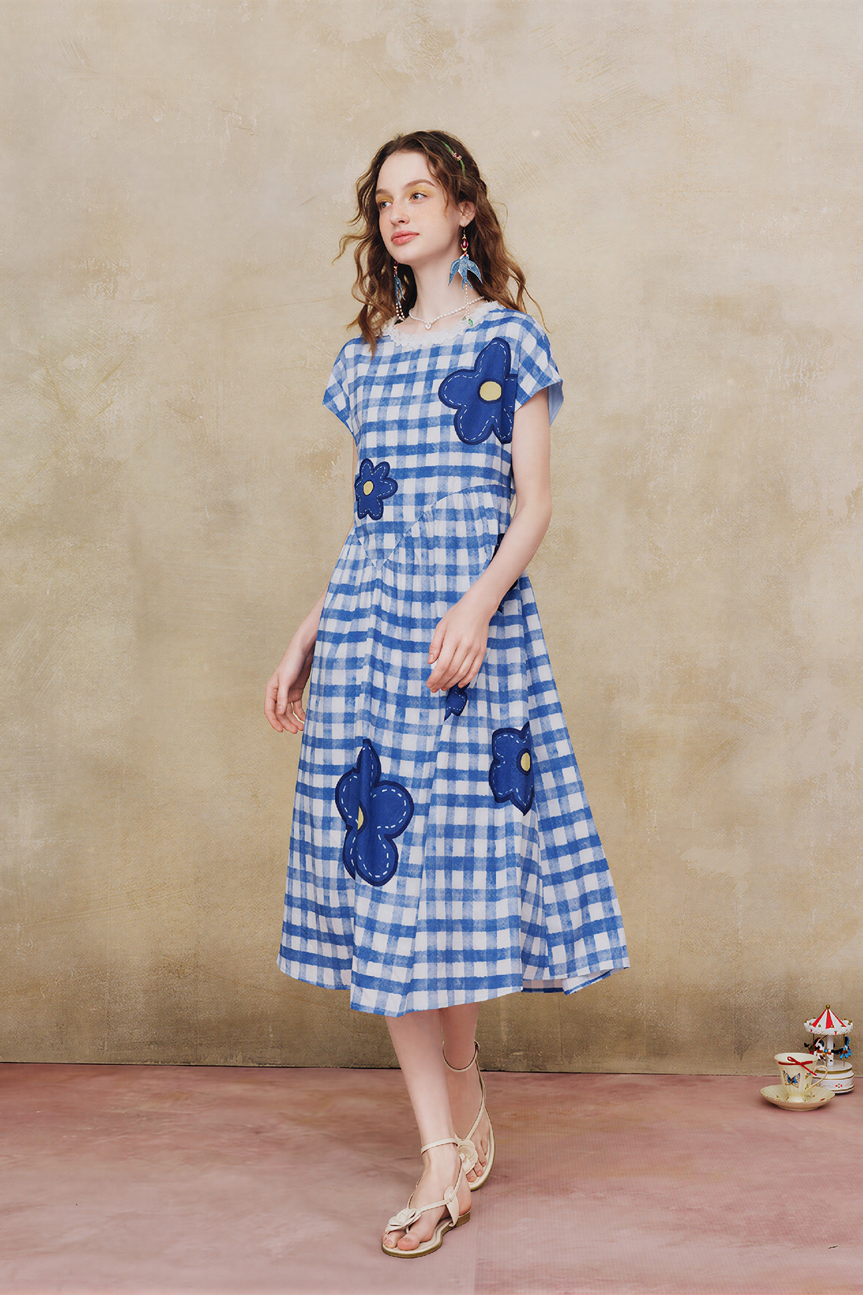 Blue Waist-Defined Flattering Dress | LYONSENS Women's Fashion