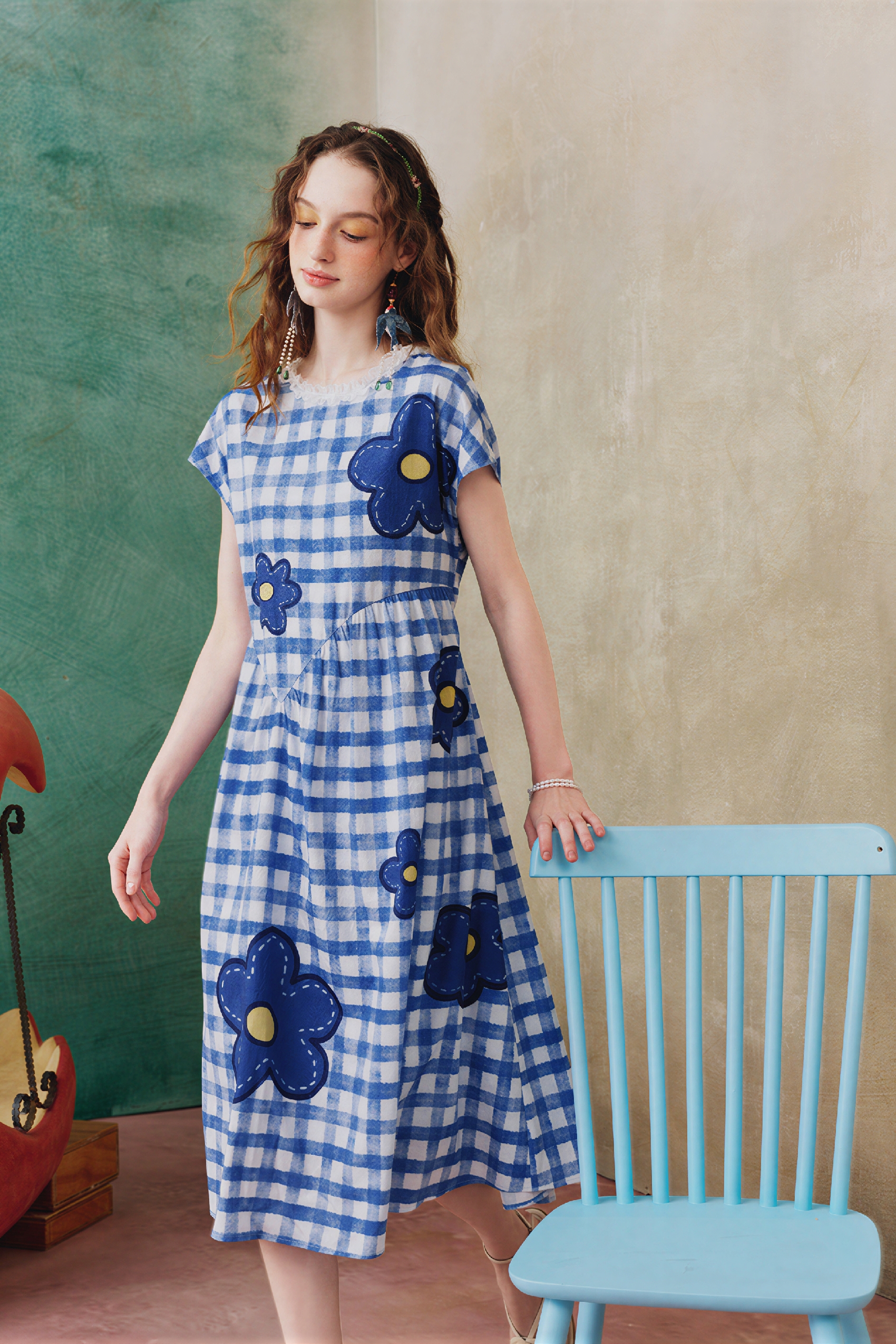 Blue Waist-Defined Flattering Dress | LYONSENS Women's Fashion