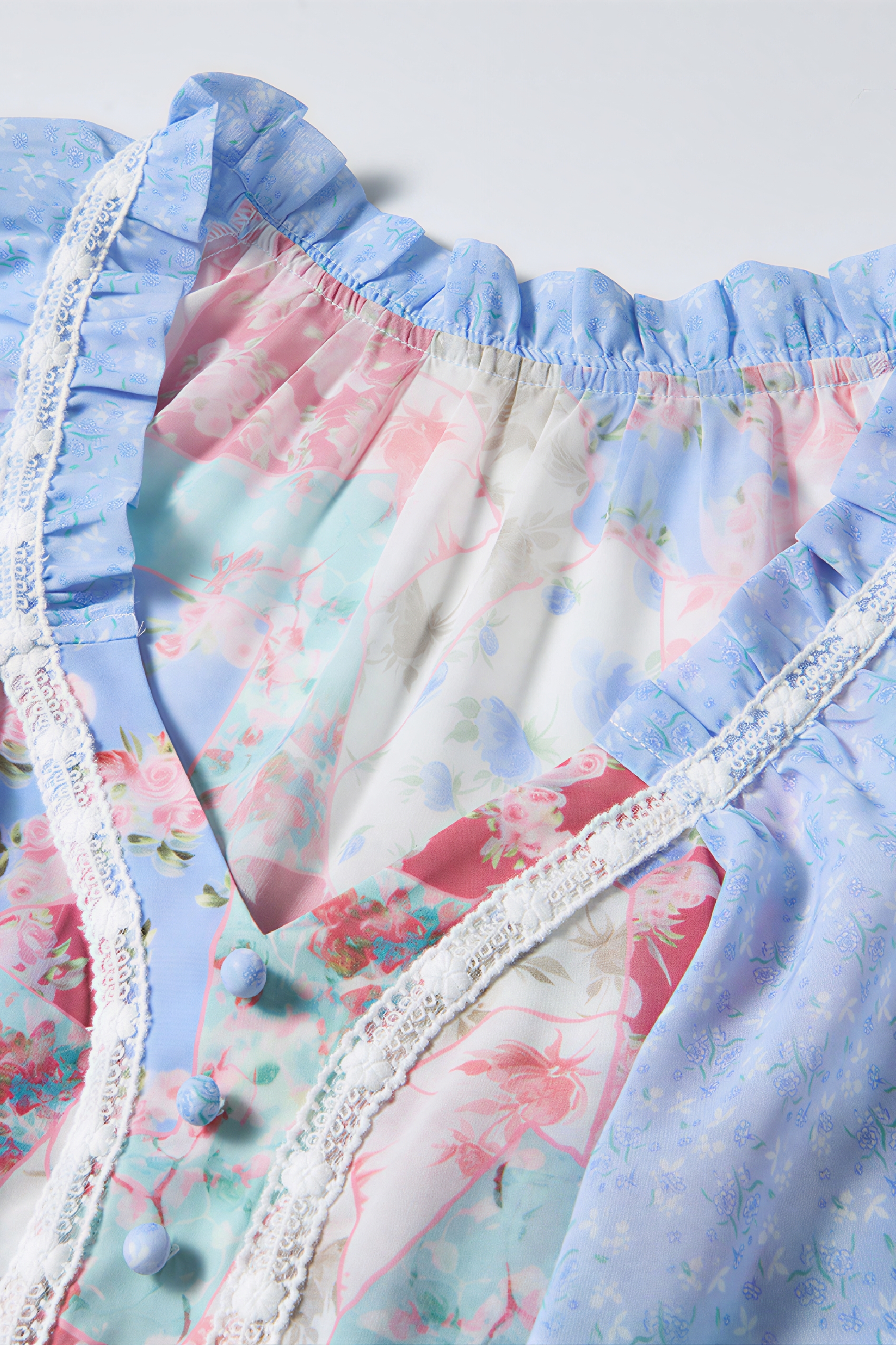 Floral Patchwork V-Neck Dress