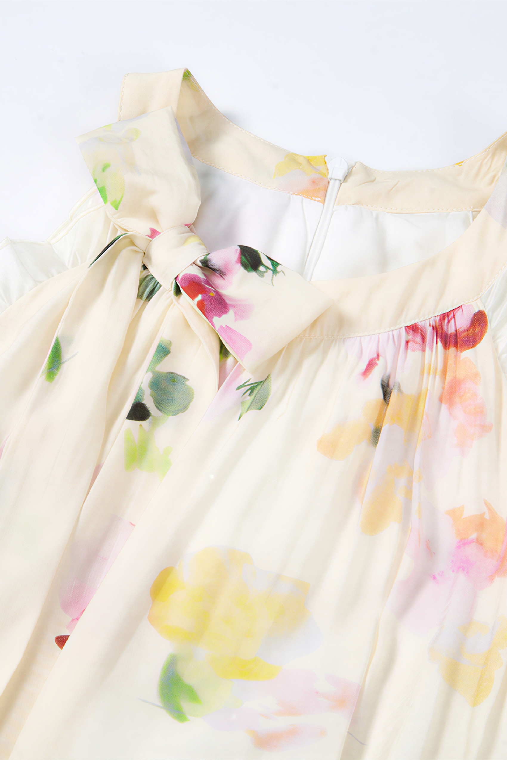 French Floral Halter-Neck Sleeveless Dress