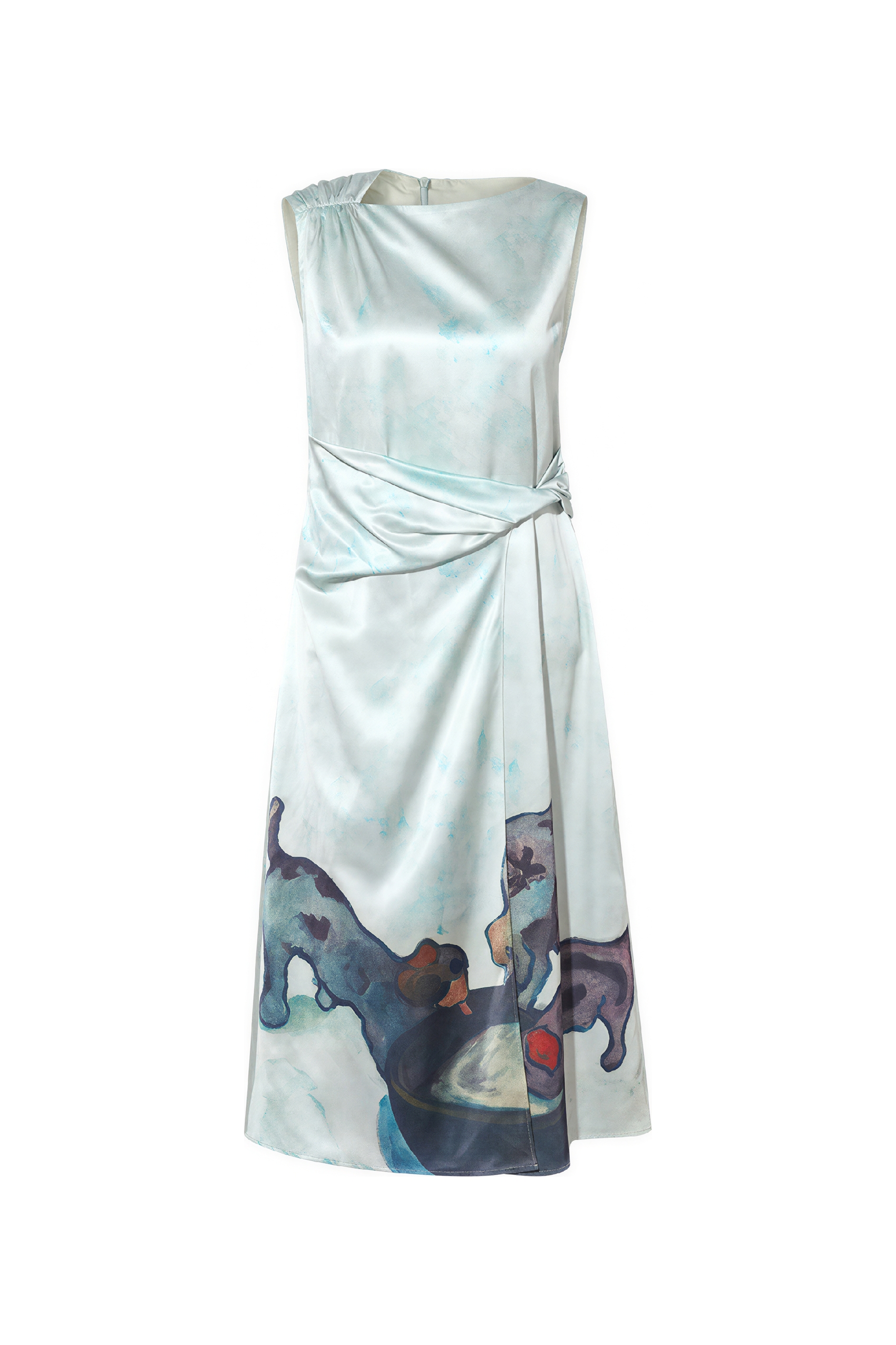 Printed Waist-Defined Sleeveless Tank Dress