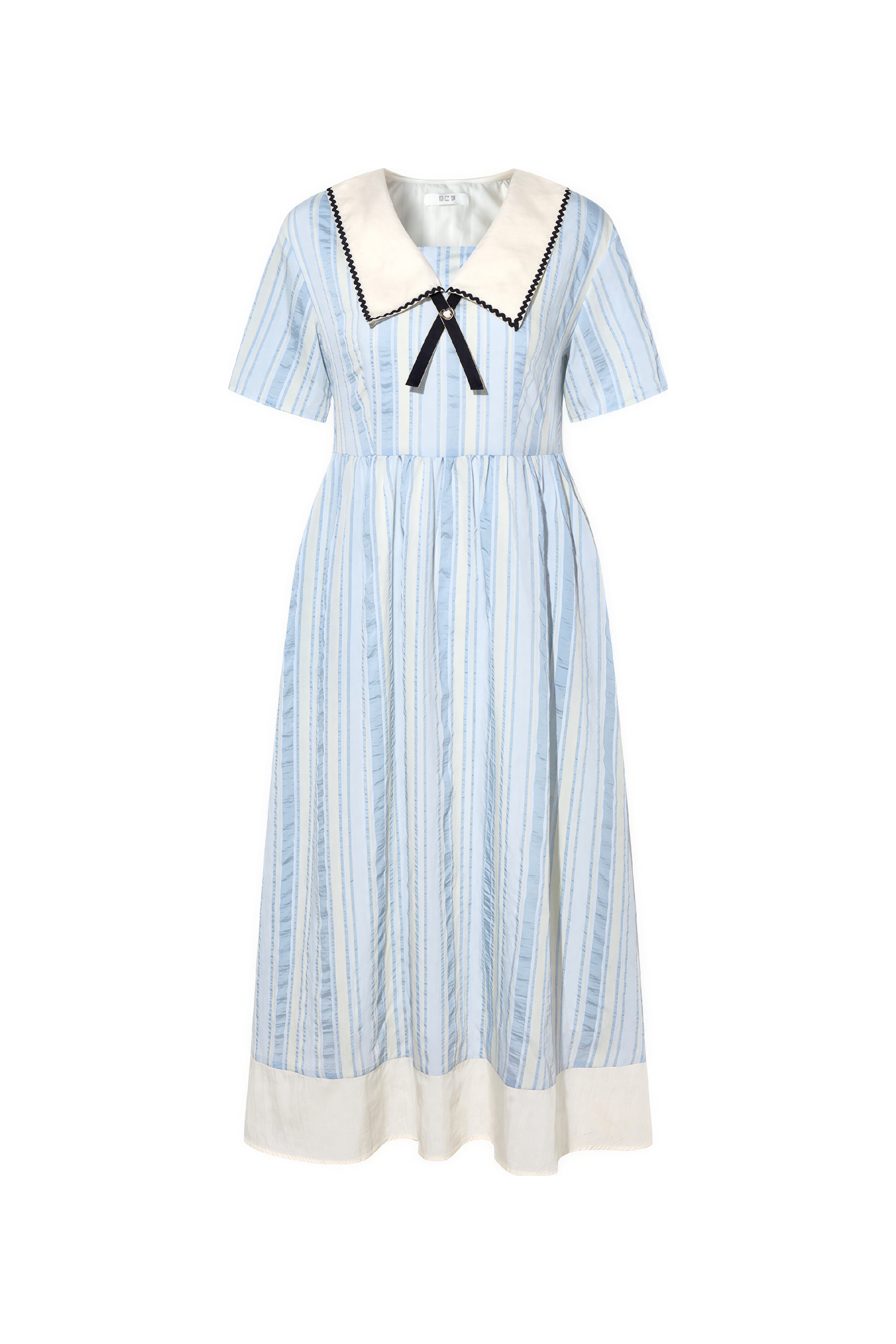 Matisse-Inspired Blue Sailor Collar Casual Dress