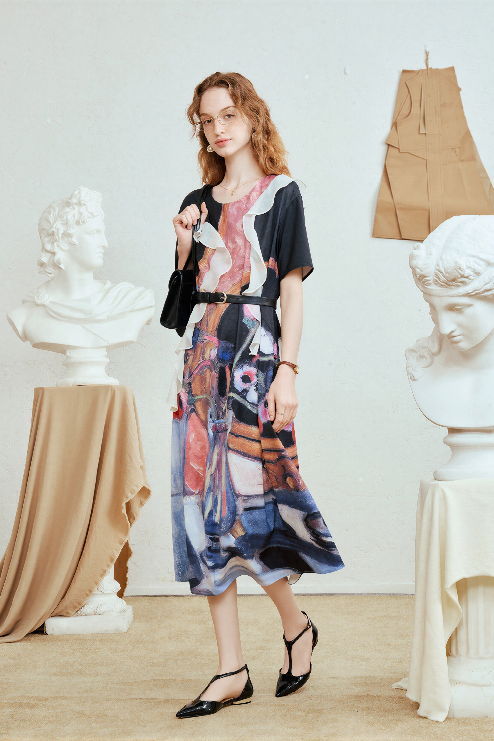 Matisse-Inspired French Ruffle-Detail Dress-LYONSENS