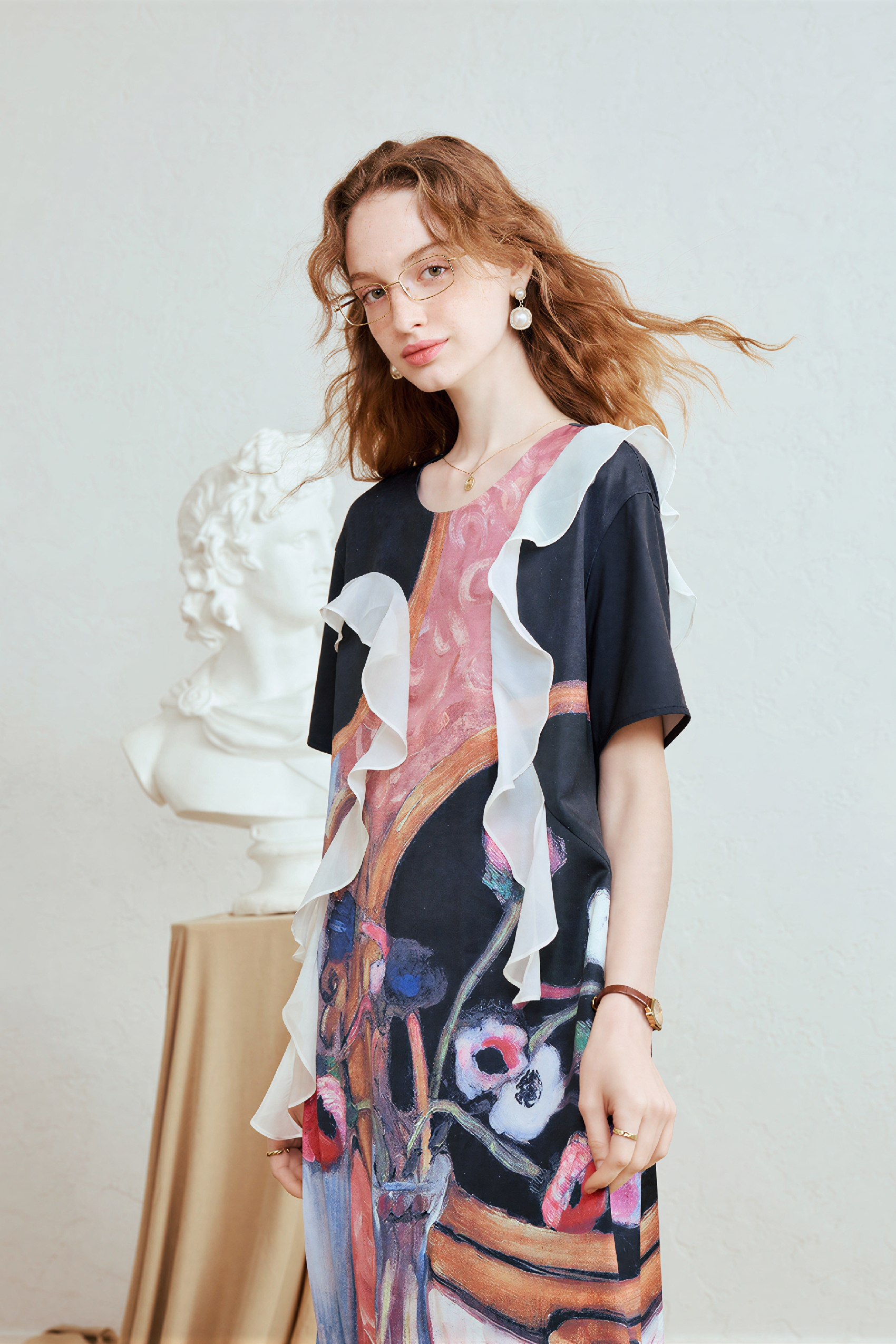 Matisse-Inspired French Ruffle-Detail Dress-LYONSENS