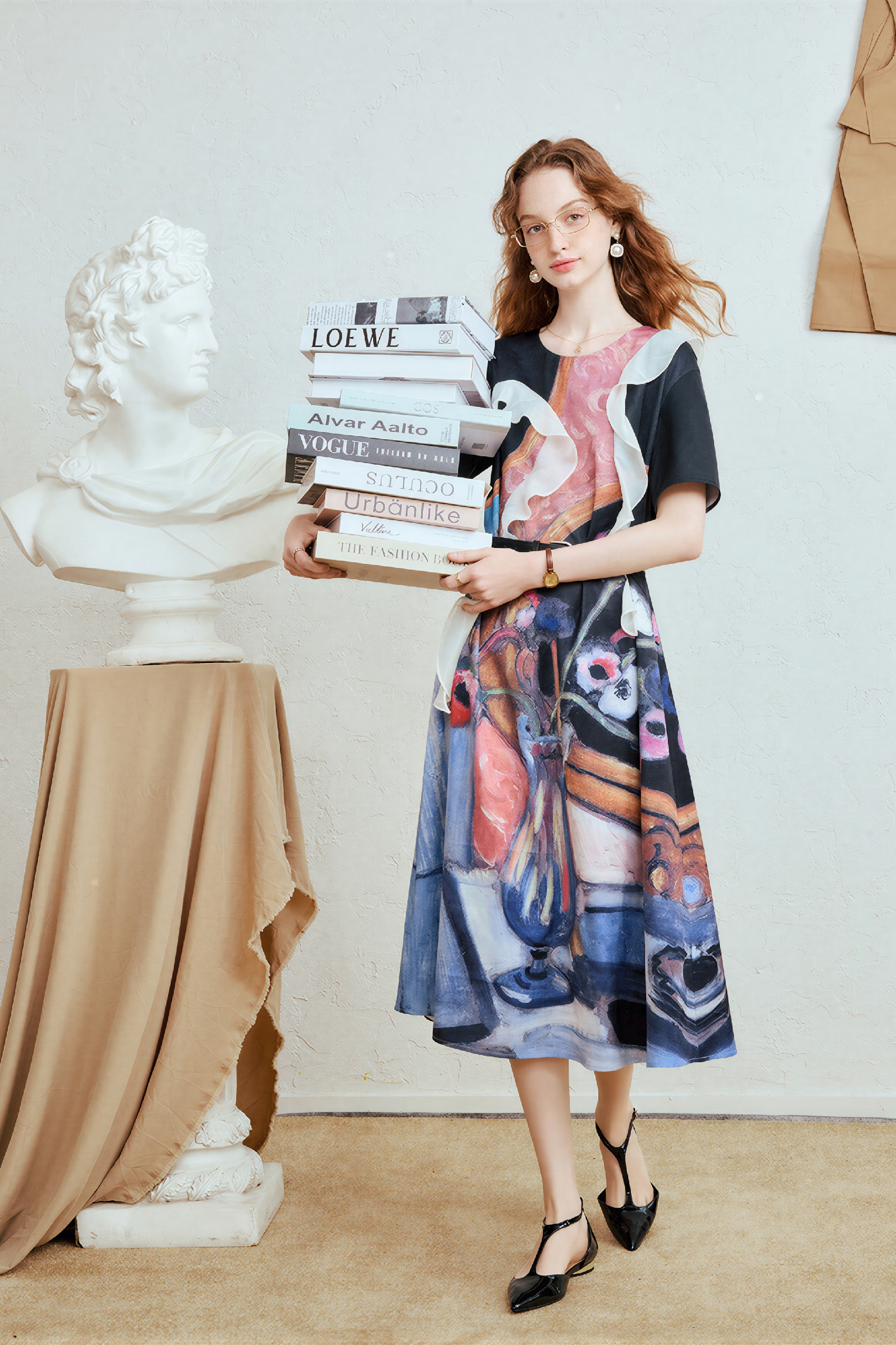 Matisse-Inspired French Ruffle-Detail Dress-LYONSENS