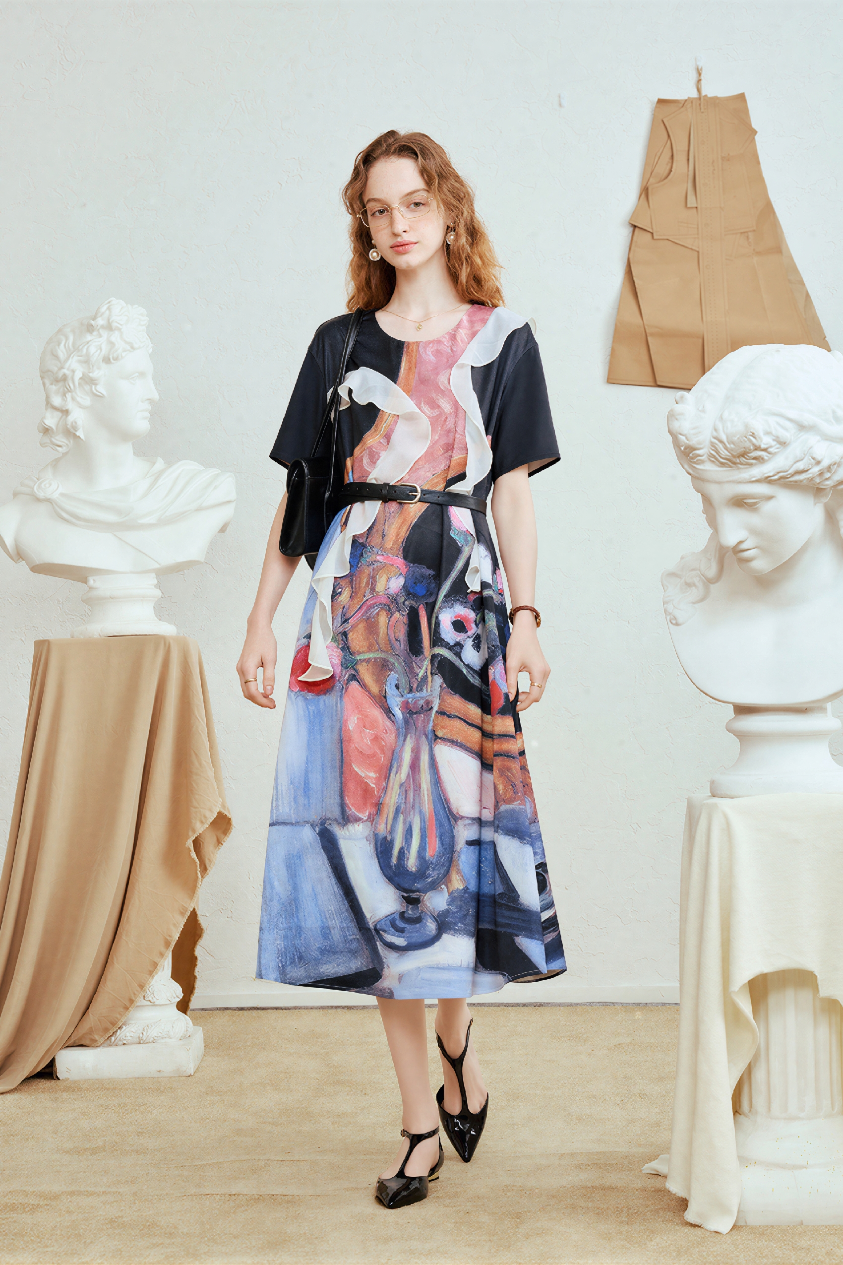 Matisse-Inspired French Ruffle-Detail Dress-LYONSENS