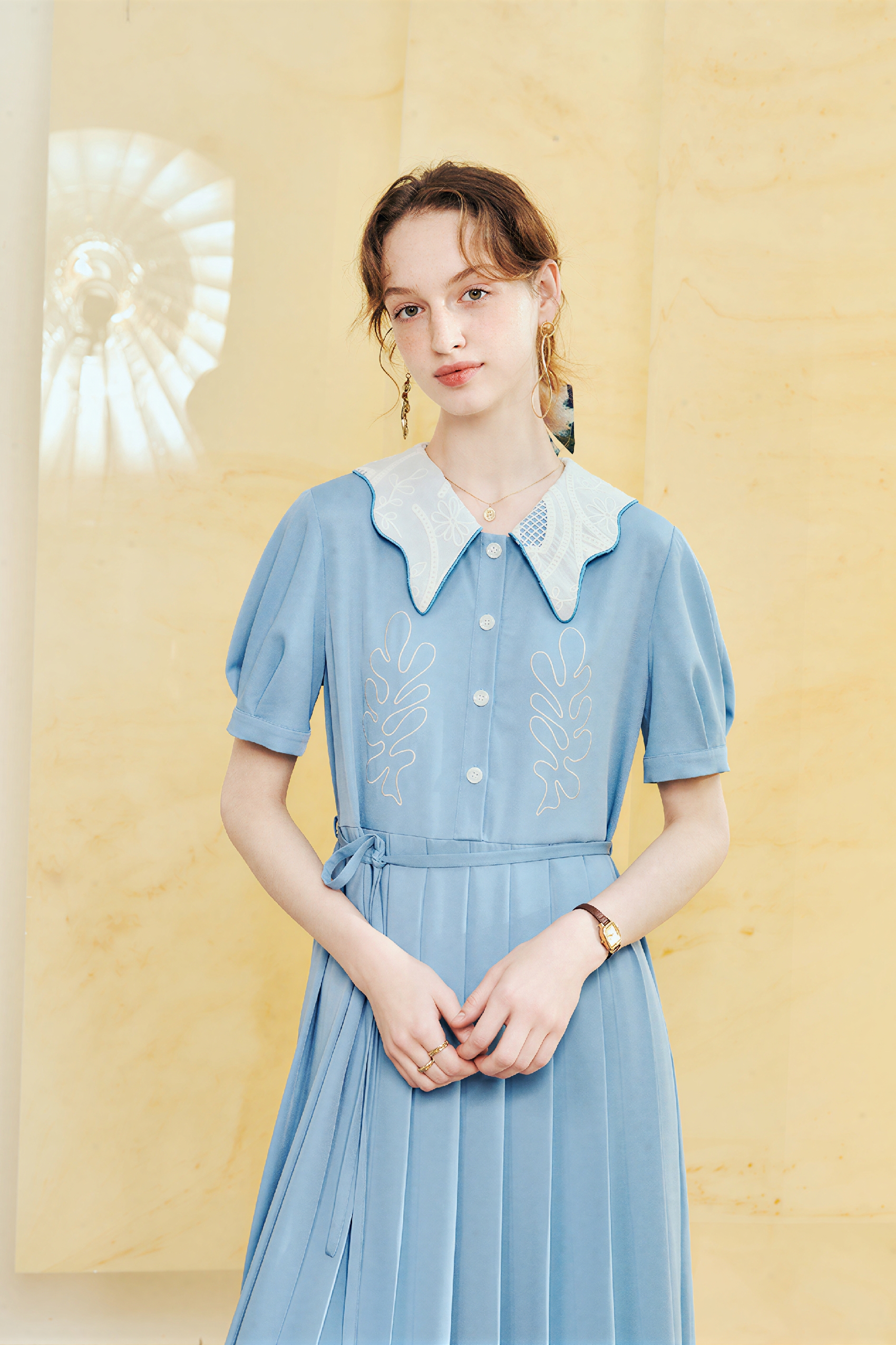 Blue French Polo Short-Sleeve Dress