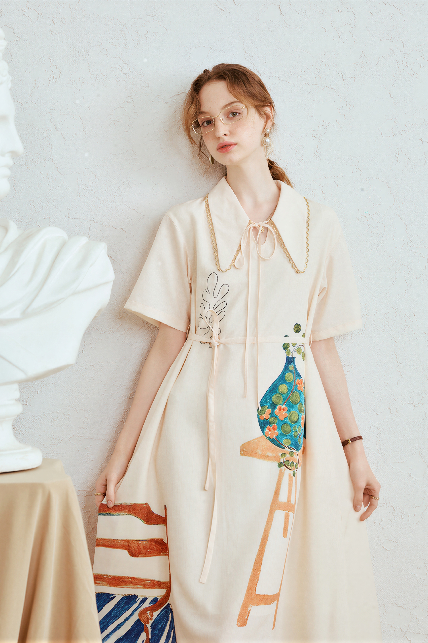 Matisse-Inspired Vintage Printed Dress | LYONSENS Women's Fashion