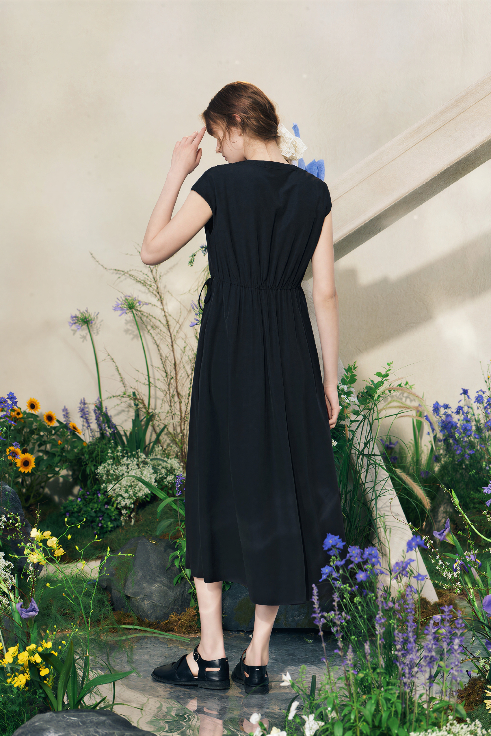 Designer Waist-Cinched Dress-LYONSENS
