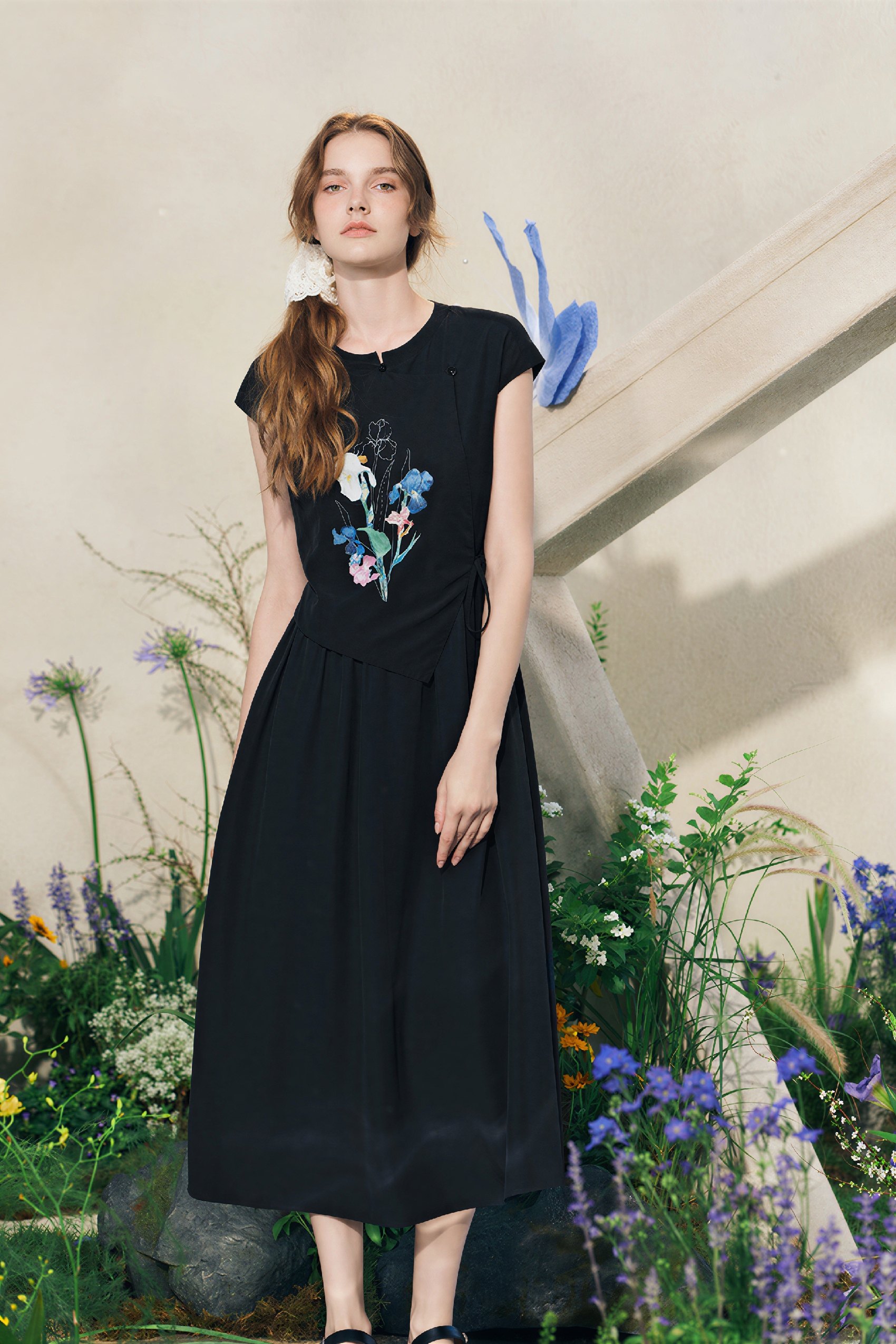 Designer Waist-Cinched Dress-LYONSENS
