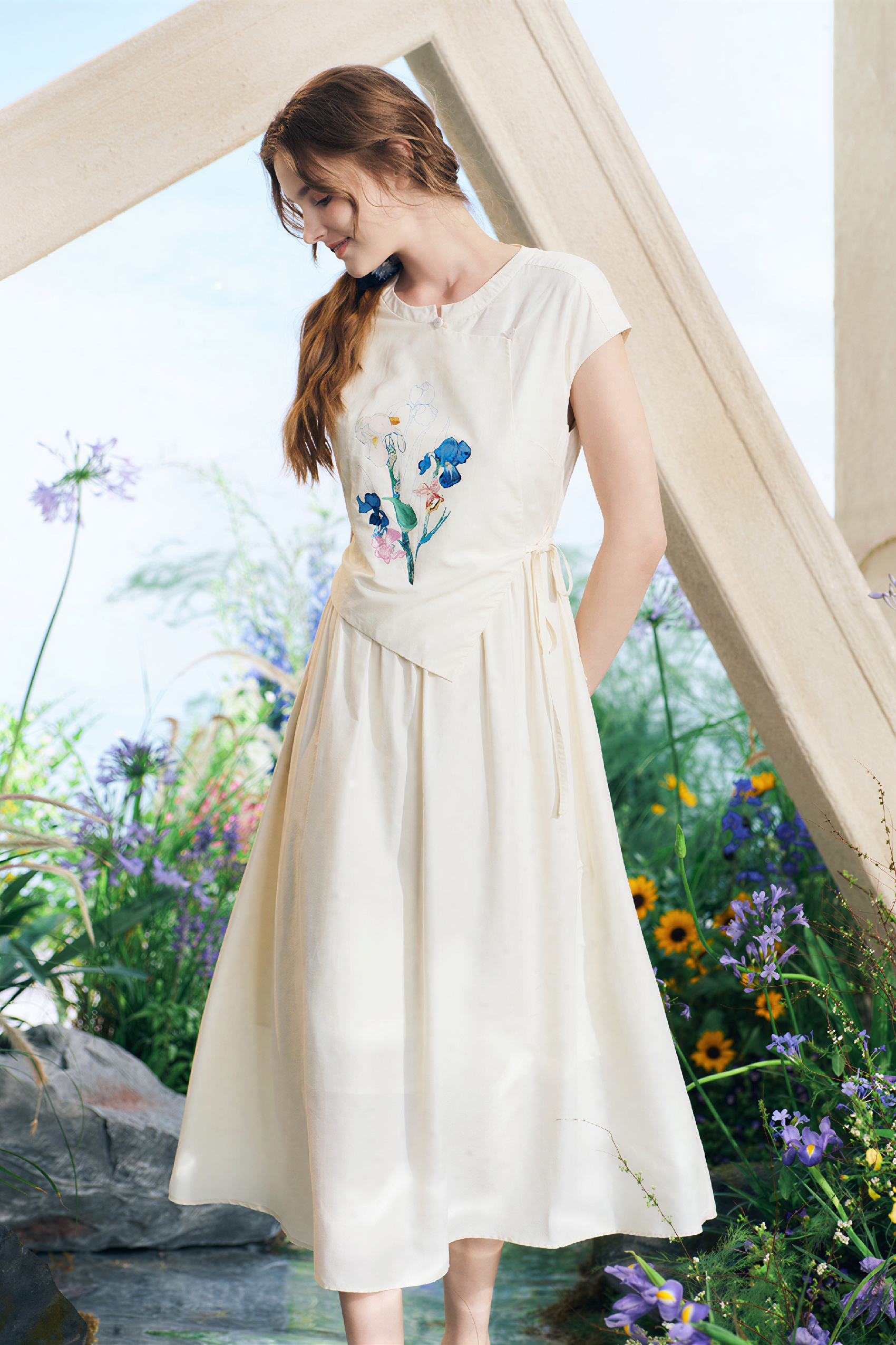 Designer Waist-Cinched Dress-LYONSENS