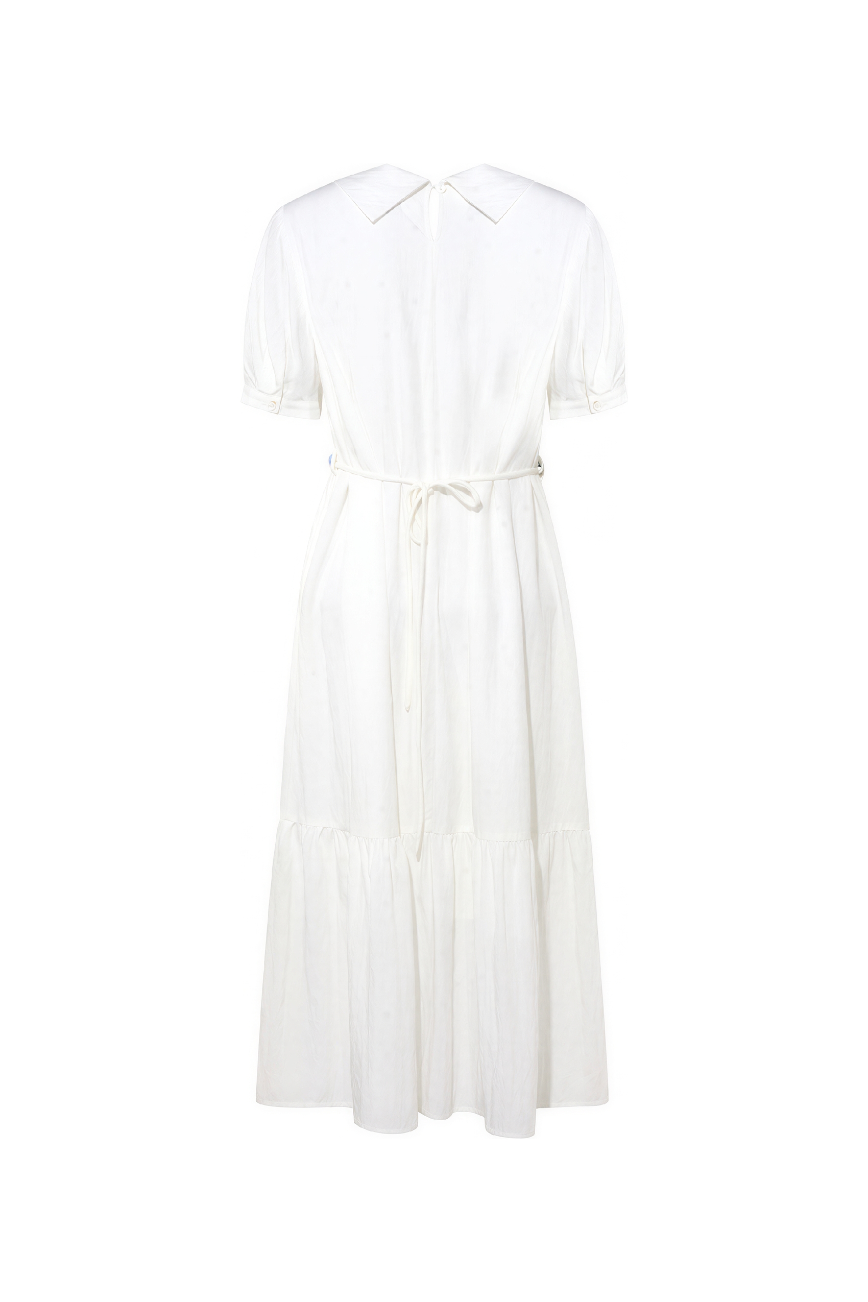 White Relaxed-Fit French A-Line Designer Dress