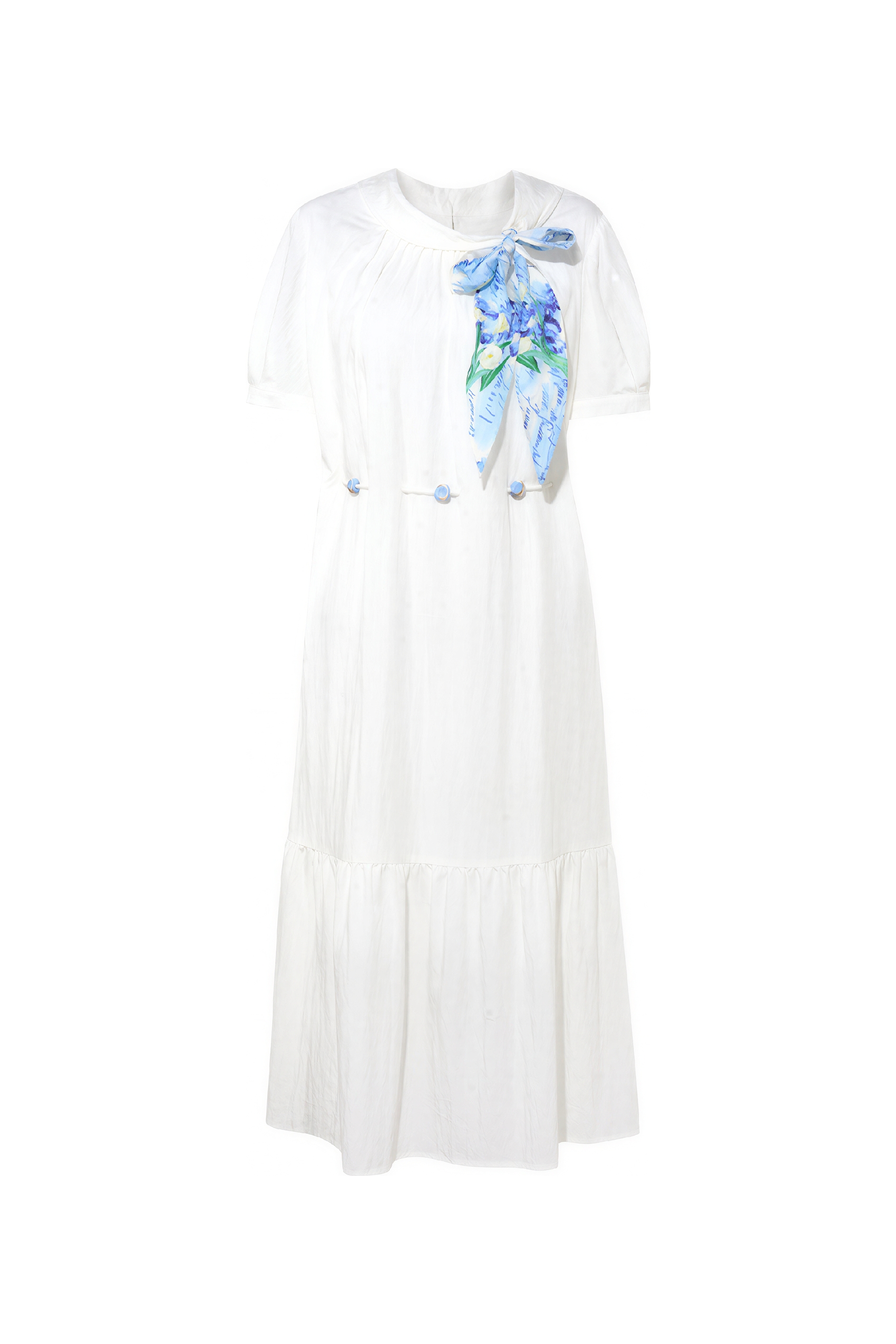 White Relaxed-Fit French A-Line Designer Dress