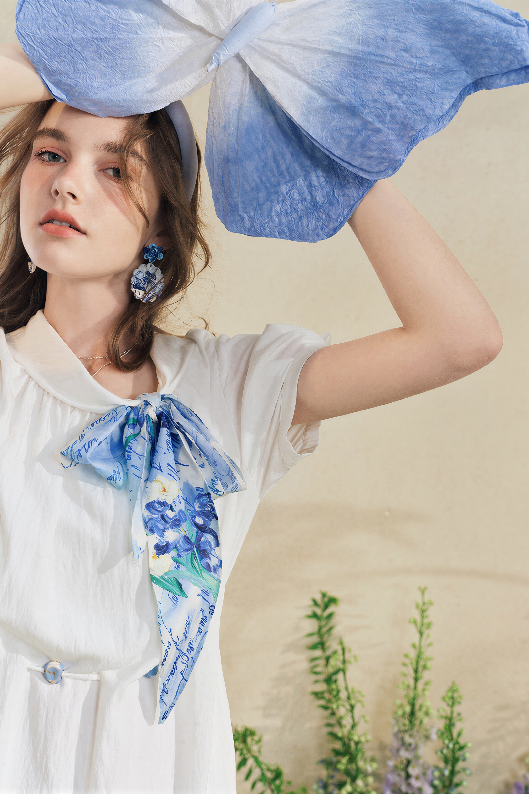 White Relaxed-Fit French A-Line Designer Dress