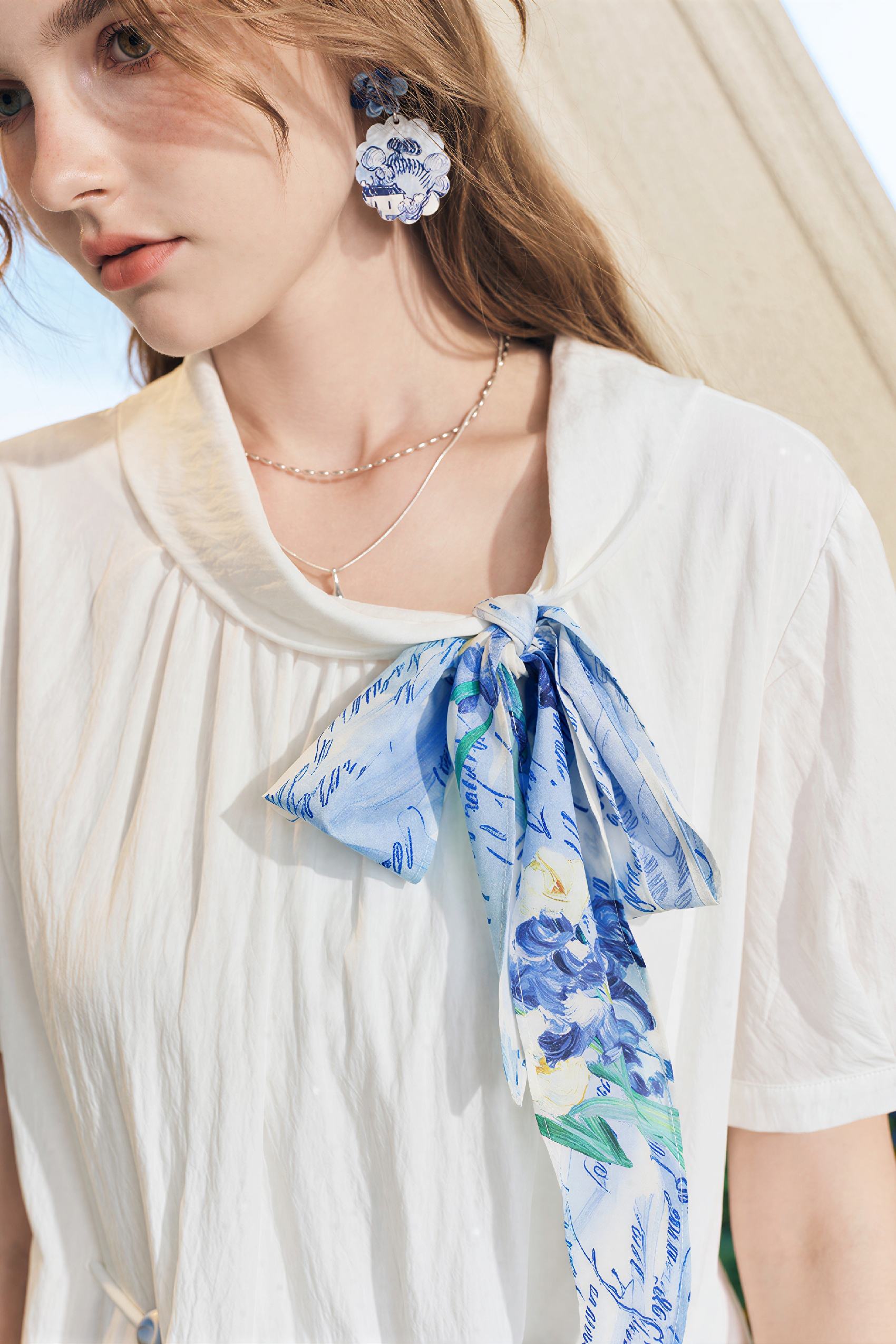 White Relaxed-Fit French A-Line Designer Dress