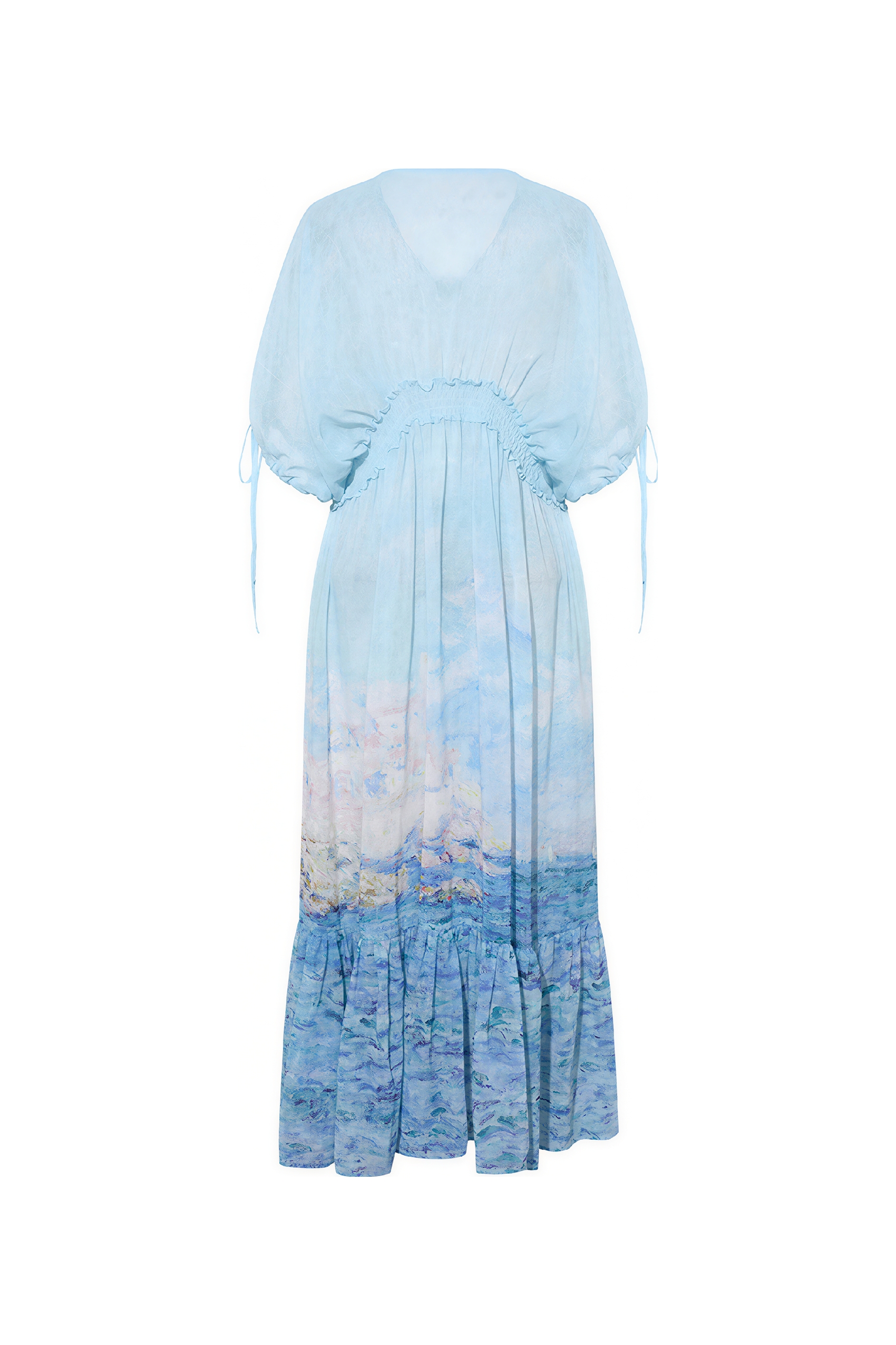 Blue Waist-Defined Relaxed Maxi Dress