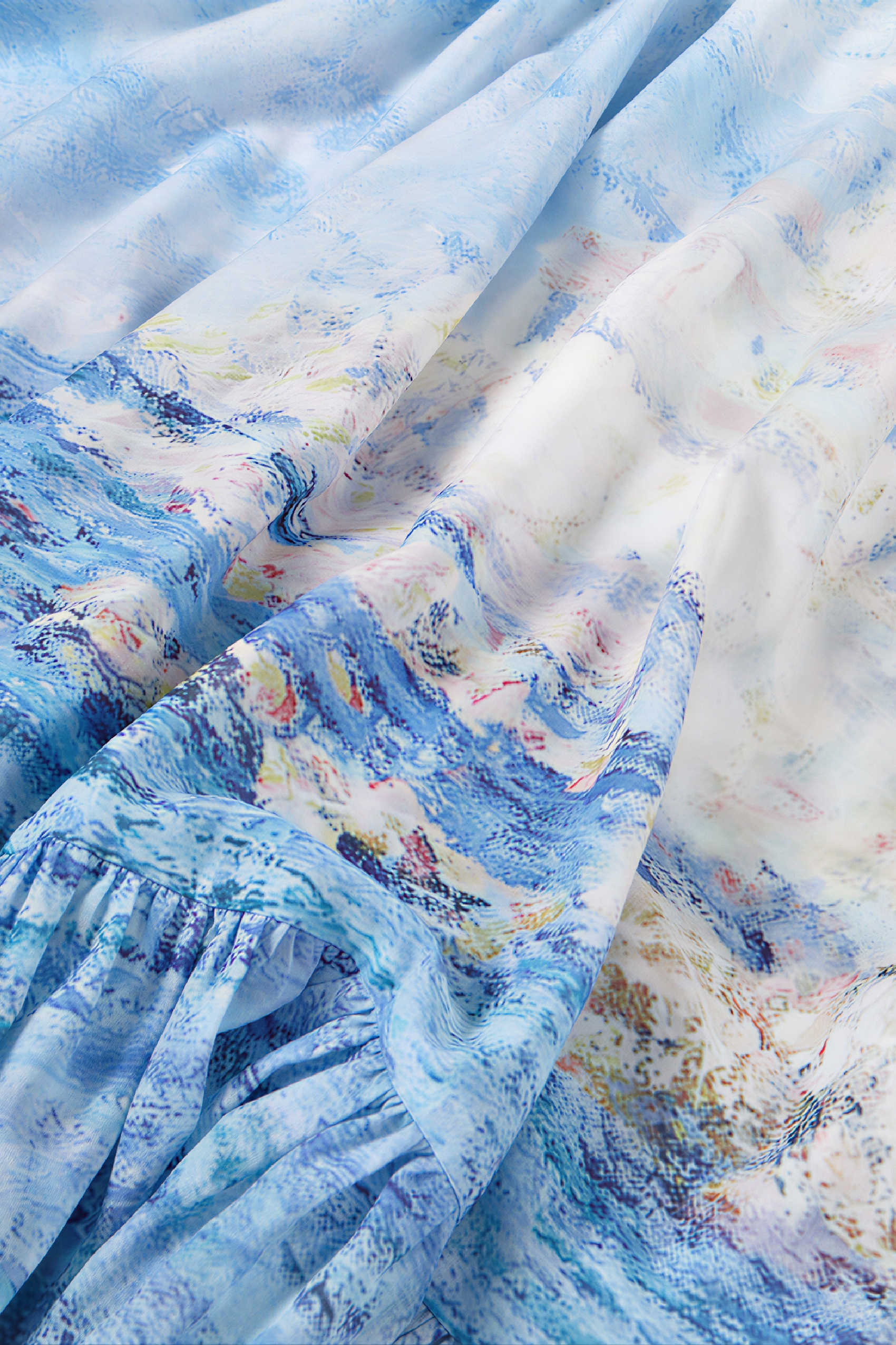 Blue Waist-Defined Relaxed Maxi Dress