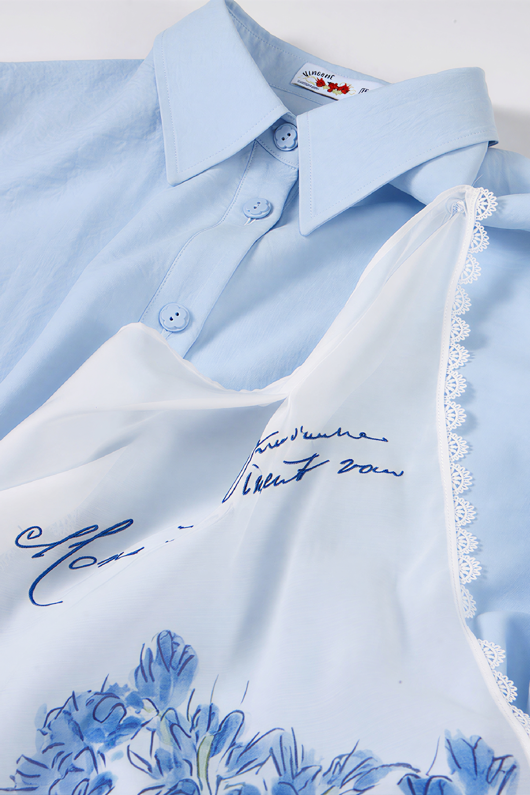 Embroidered French Shirt Dress