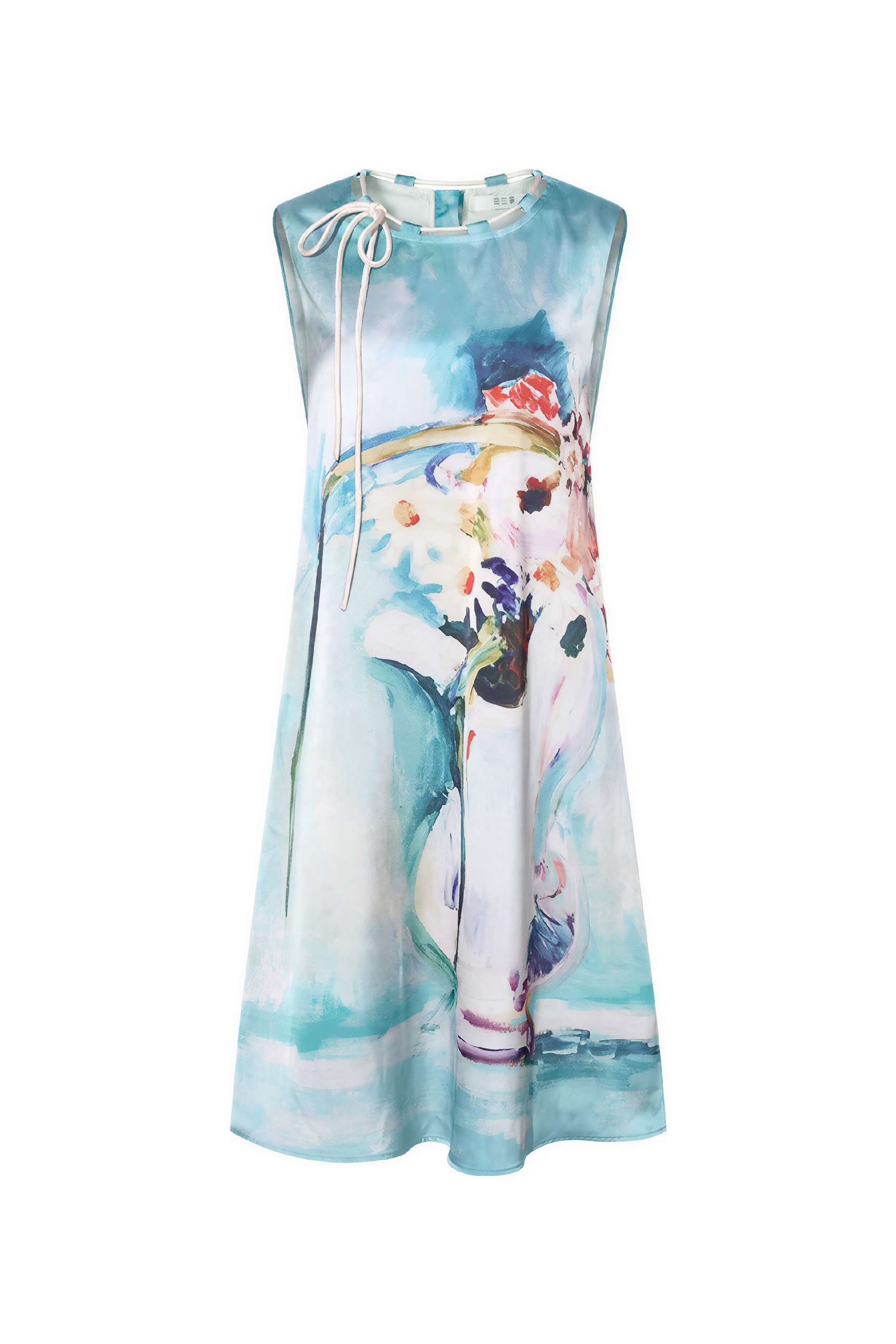 Blue Relaxed-Fit Printed Designer Dress