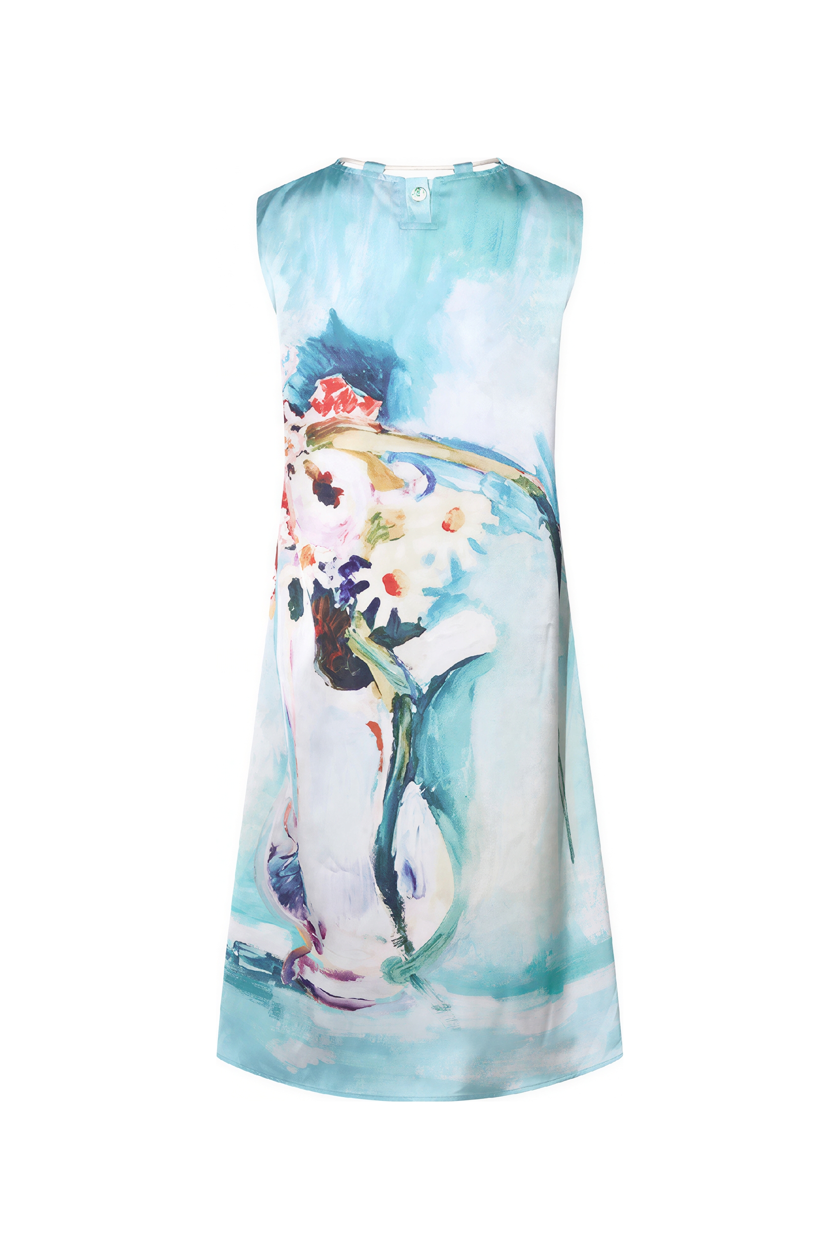 Blue Relaxed-Fit Printed Designer Dress