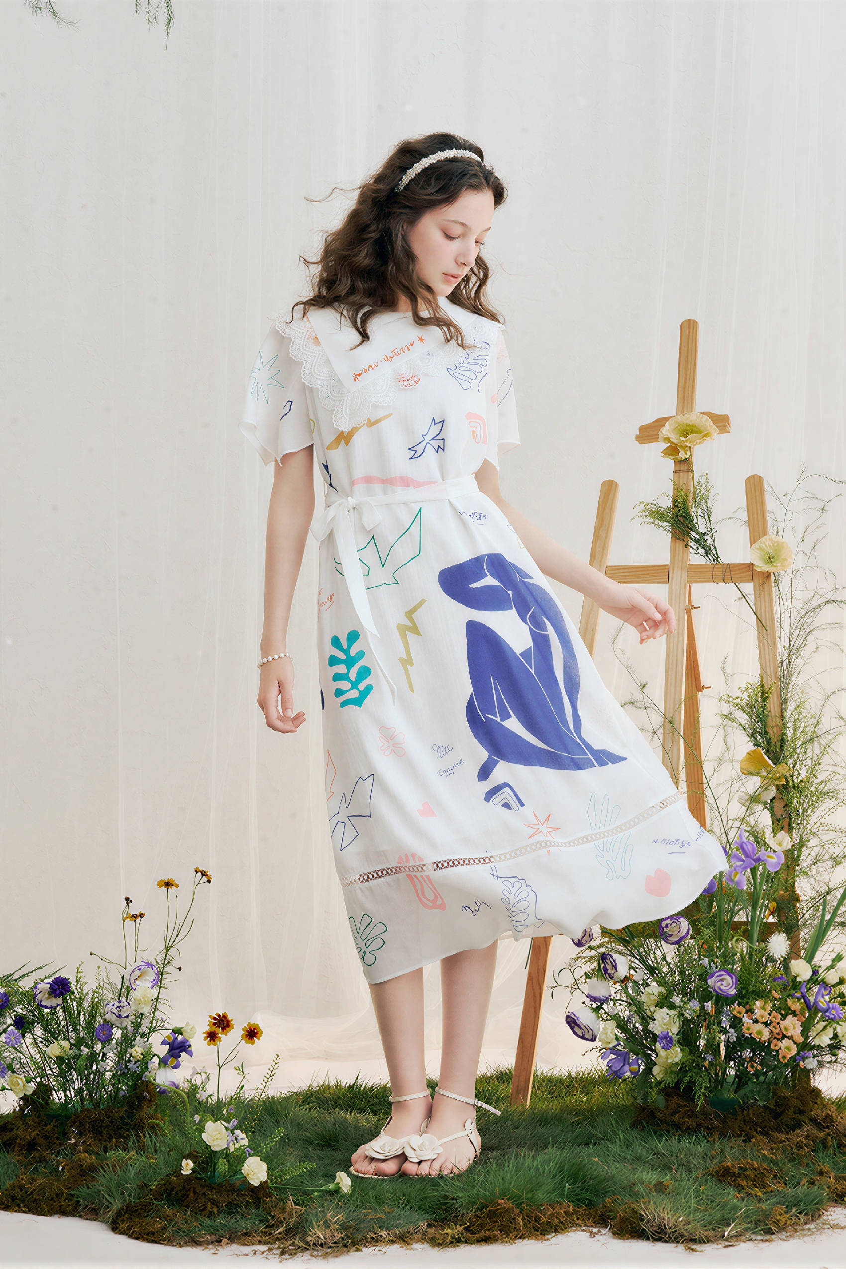 Printed Chiffon Petite-Friendly Dress-LYONSENS