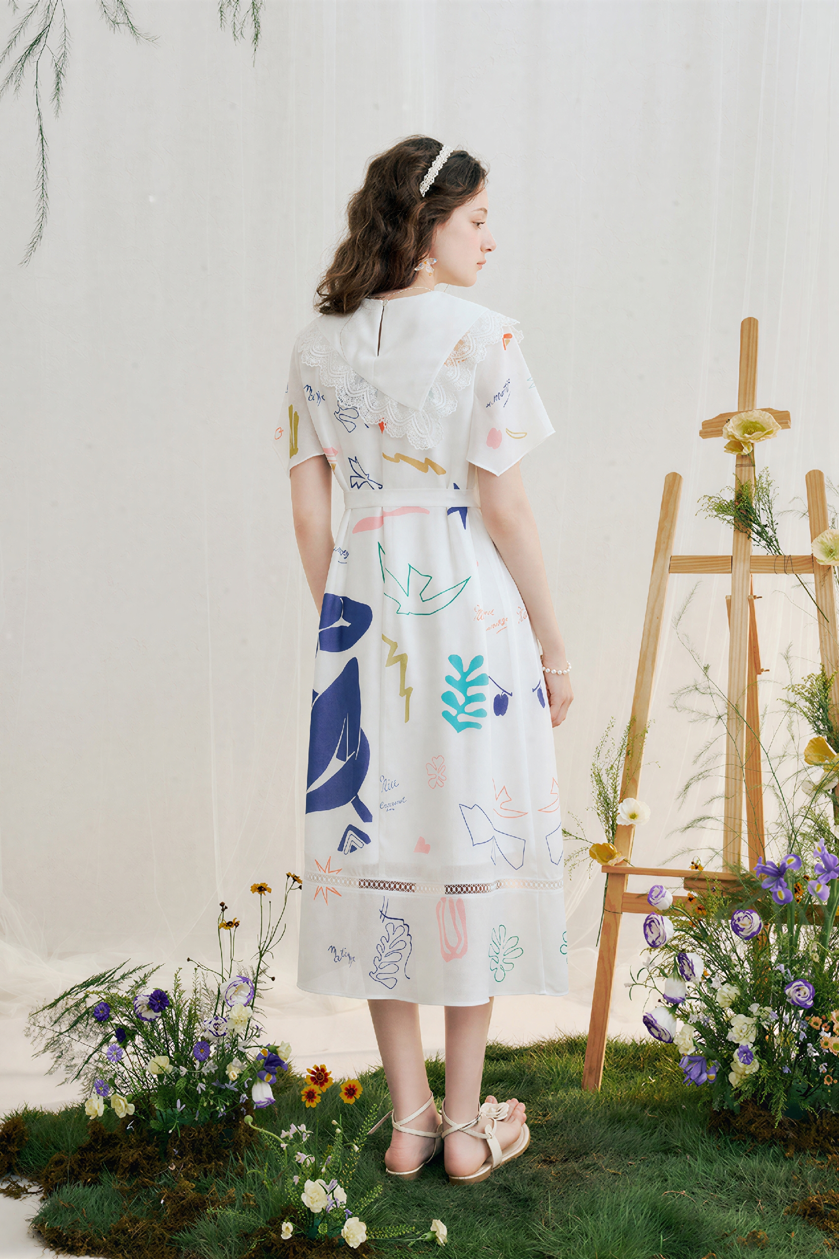 Printed Chiffon Petite-Friendly Dress-LYONSENS
