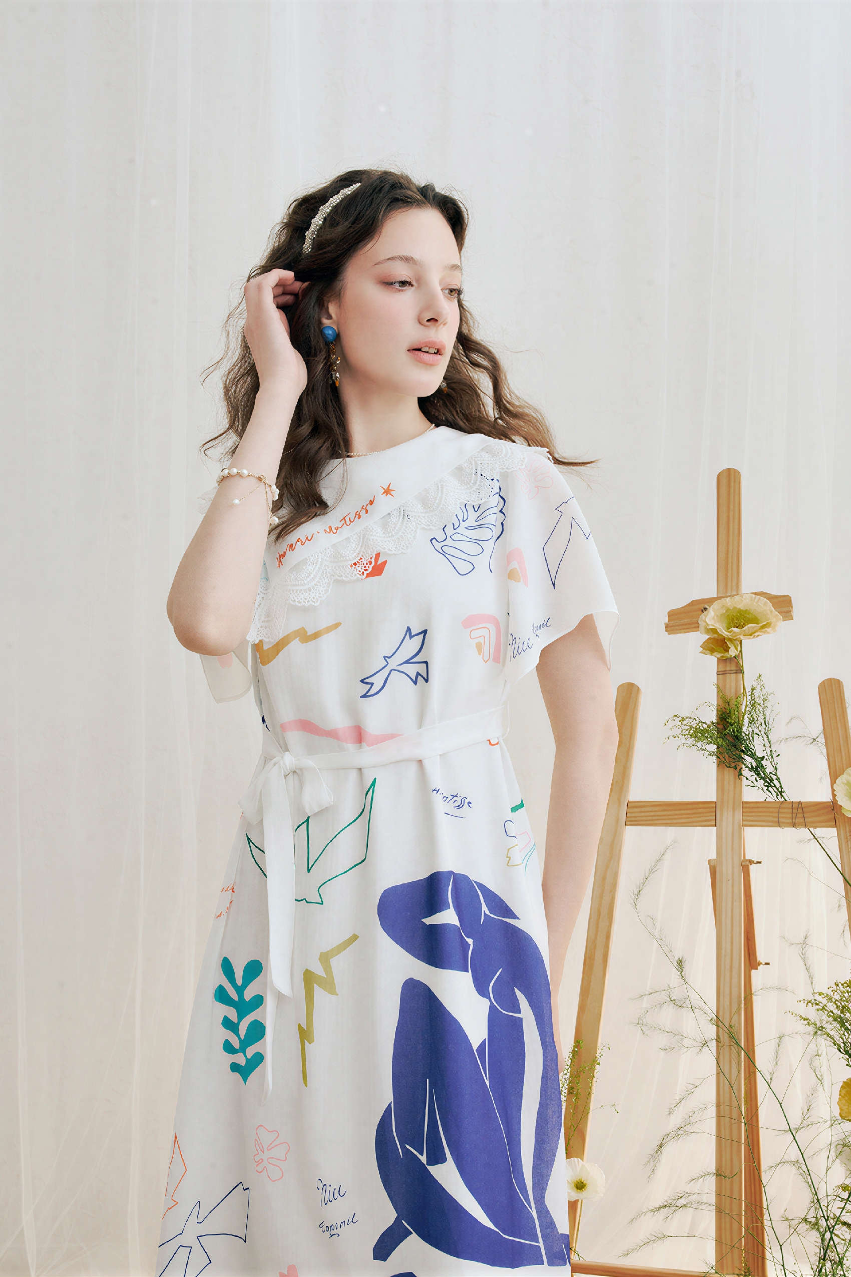 Printed Chiffon Petite-Friendly Dress-LYONSENS