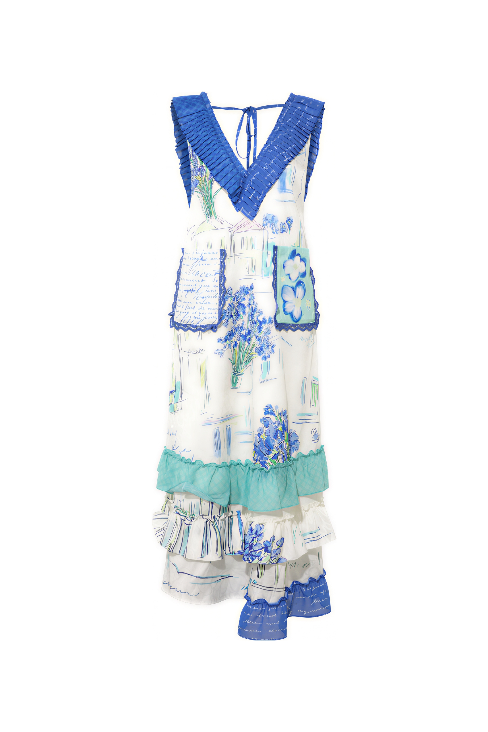 Printed French V-Neck Dress