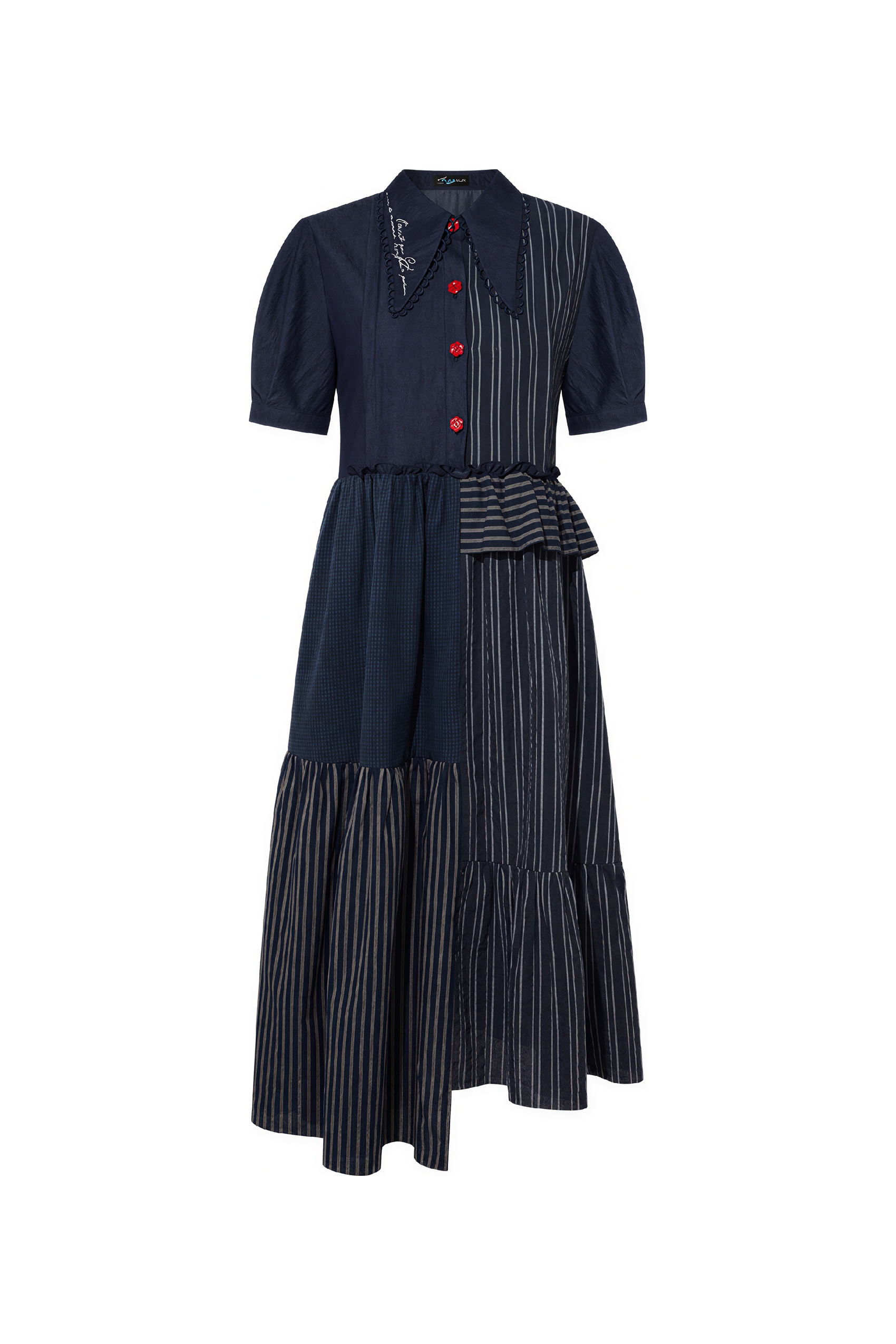 Black Asymmetric French Patchwork Dress | LYONSENS Women's Fashion