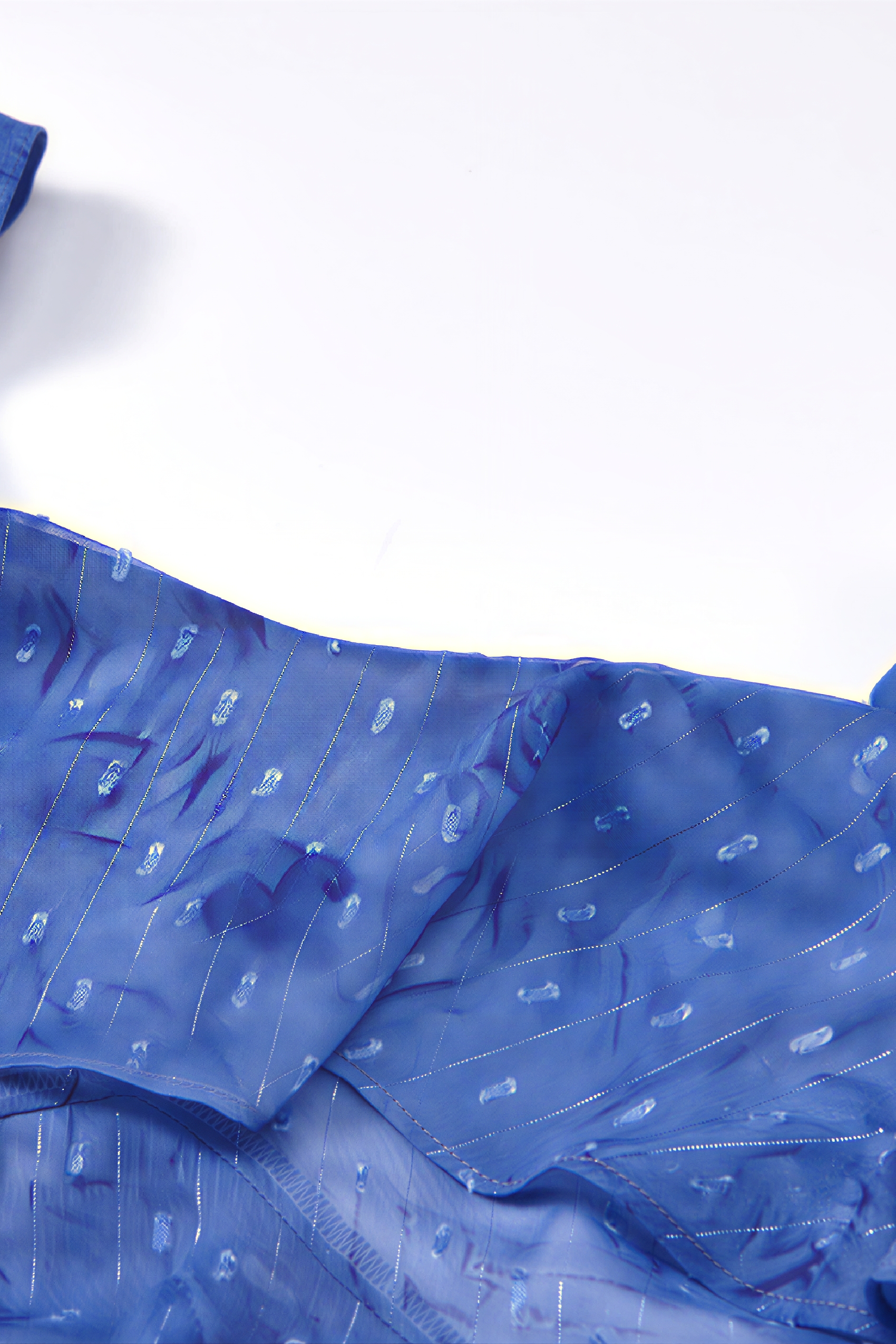 Blue Ruffle Oil-Paint Strappy Maxi Dress | LYONSENS Women's Fashion