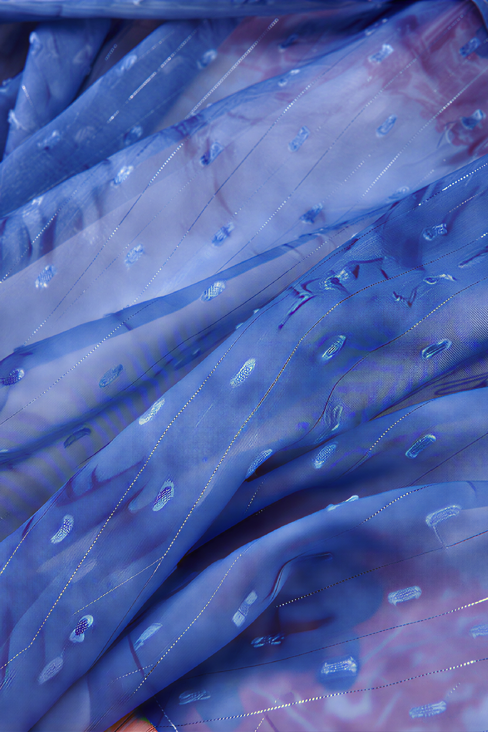 Blue Ruffle Oil-Paint Strappy Maxi Dress | LYONSENS Women's Fashion
