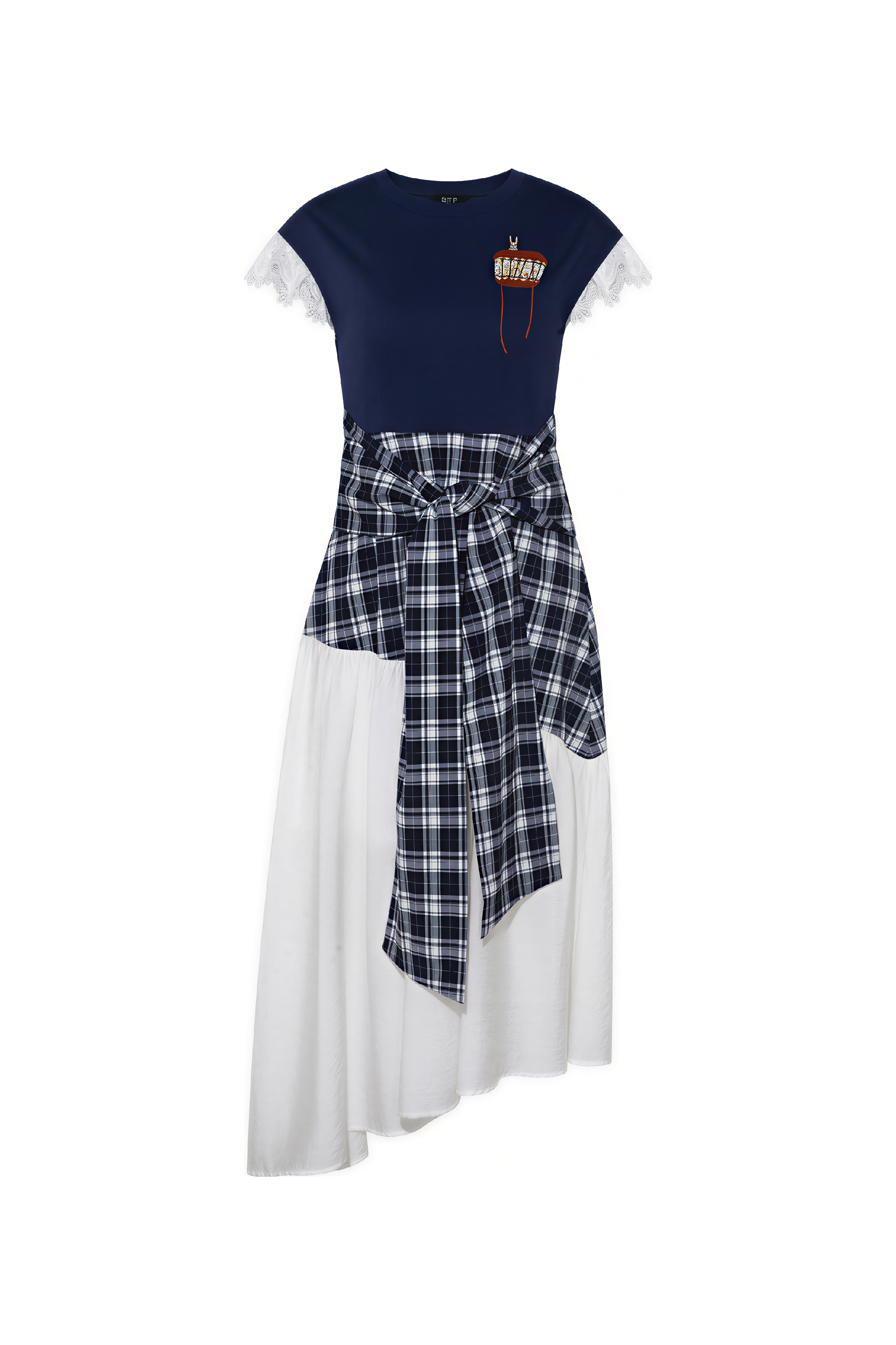 Van Gogh-Inspired Plaid Faux Two-Piece Dress | LYONSENS Women's Fashion