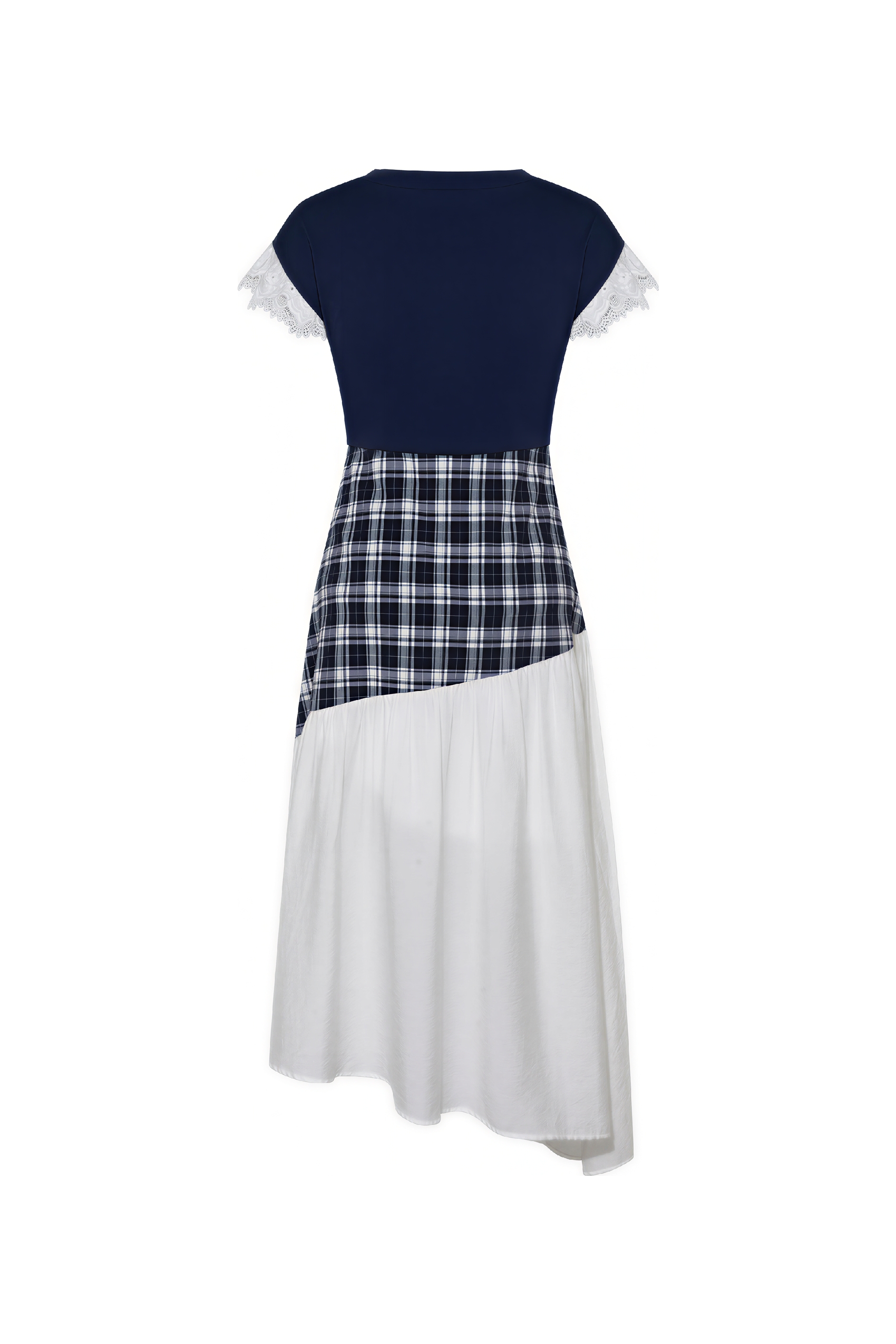 Van Gogh-Inspired Plaid Faux Two-Piece Dress | LYONSENS Women's Fashion