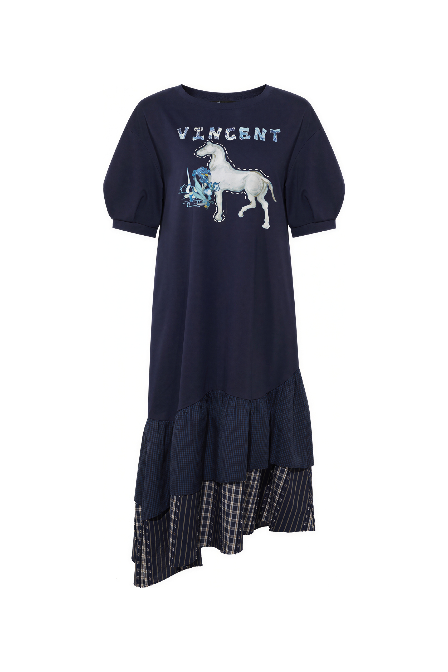 Vintage Printed Relaxed Short-Sleeve Maxi Dress